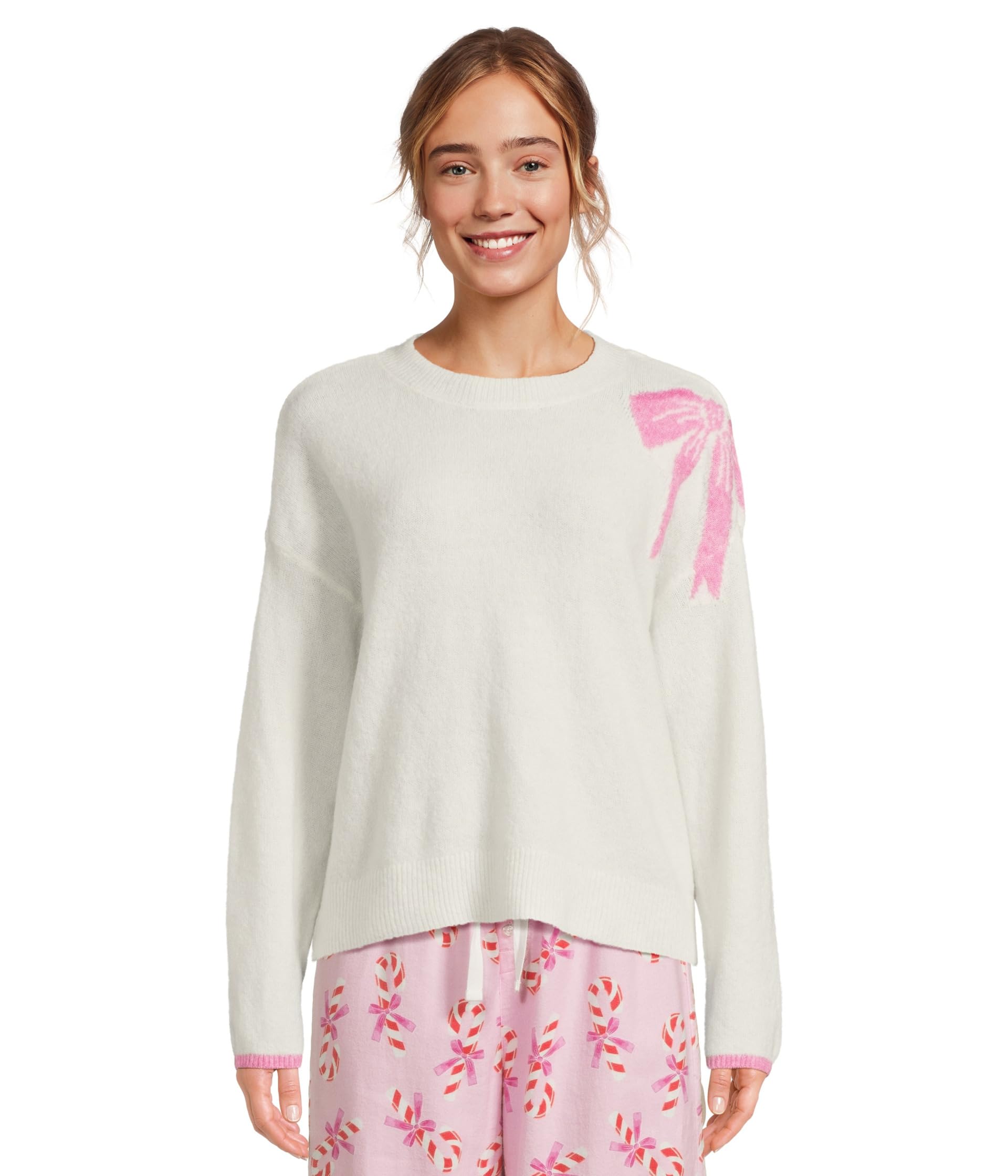 PJ Salvage Womens Sweet Bow Sweater Knit Crew