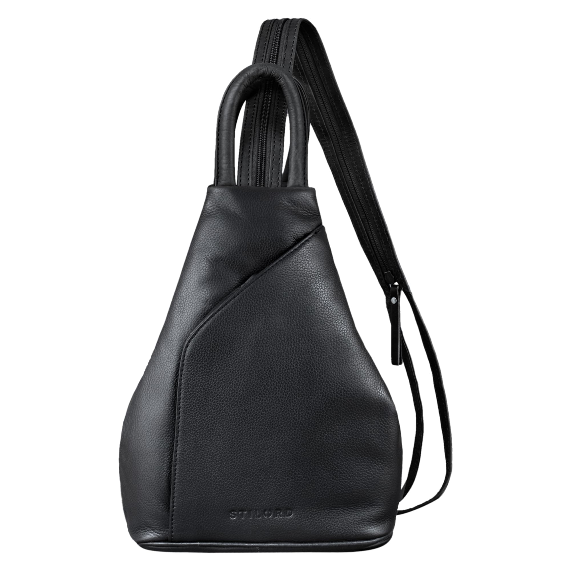 STILORD "Lyanna" Mały Daypack Plecak Skórzany Vintage Torba na zakupy w mieście XS Torba na plecak Prawdziwa Skóra Kolor:czarny