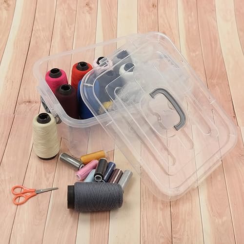 Miniatura 7 de Caja de cierre de 8 cuartos de galón con asa, juego de 2 cajas apilables de plástico transparente