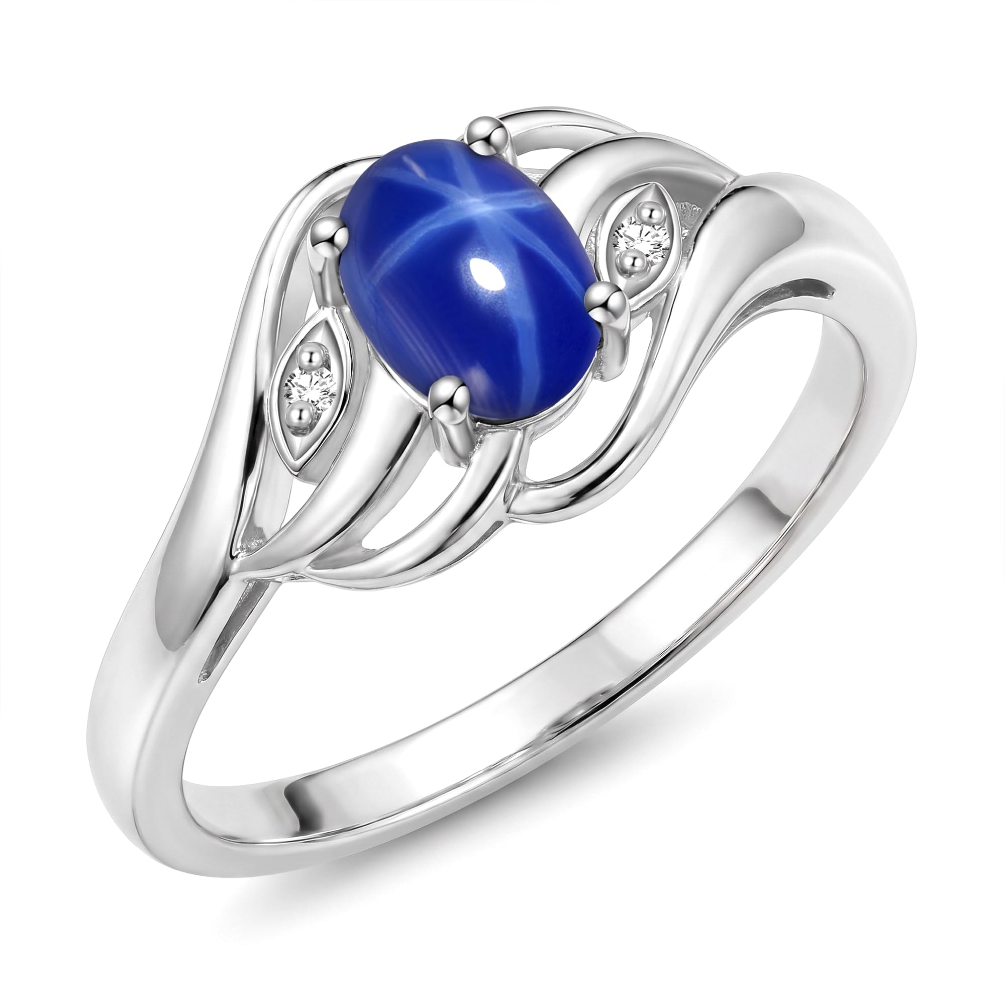 Rylos Ring featuring Classic Style, 6X4MM Birthstone Gemstone, &amp; Diamonds - Elegant Jewelry for Women in Sterling Silver, Sizes 5-10