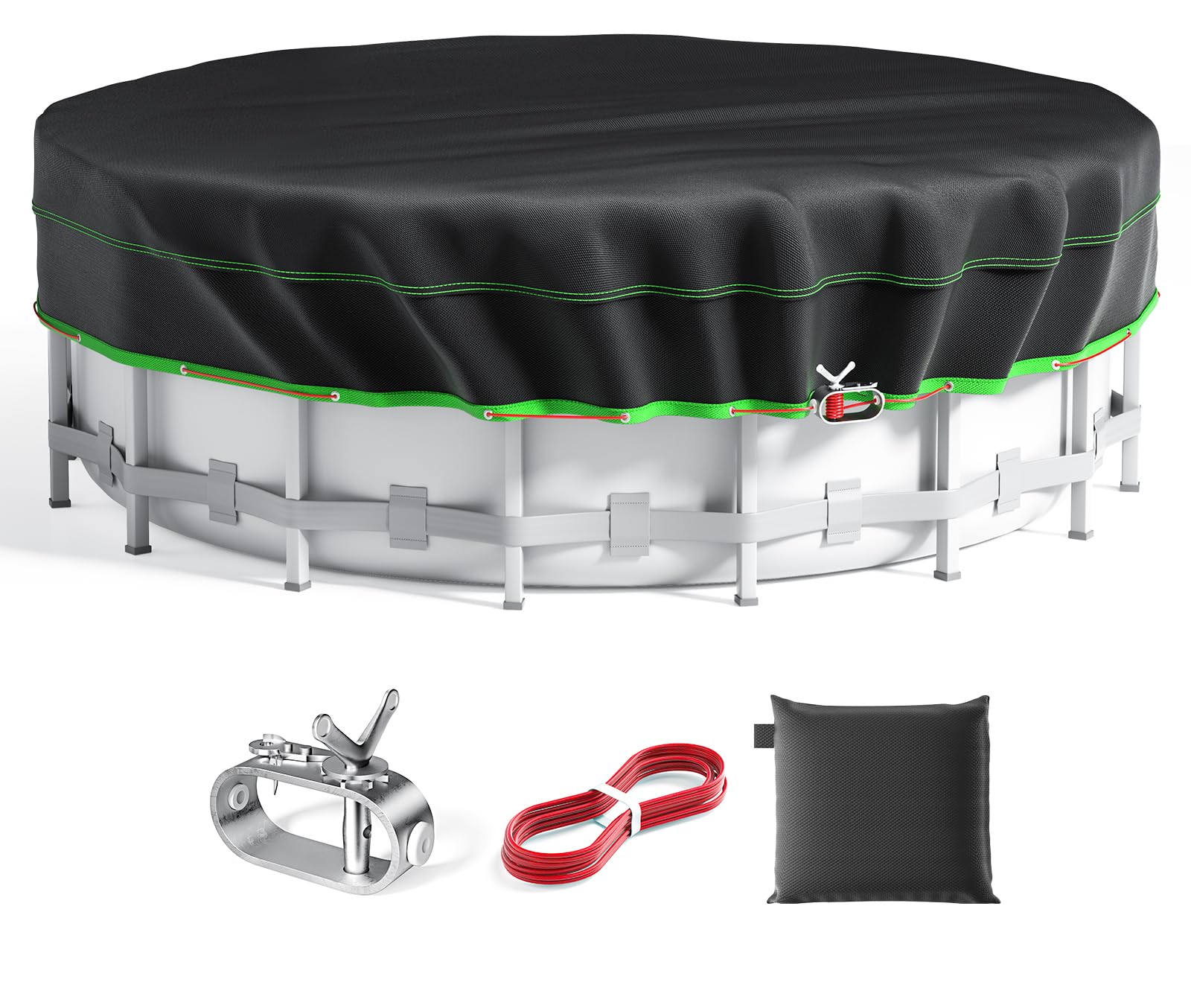 18 Ft Round Pool Cover, Solar Cover for Above Ground Pools, Heavy Duty Swimming Pool Cover Protector with Winch and Cable, Strong Tear Resistant Winter Pool Cover Ideal for Waterproof and Dustproof-image-27