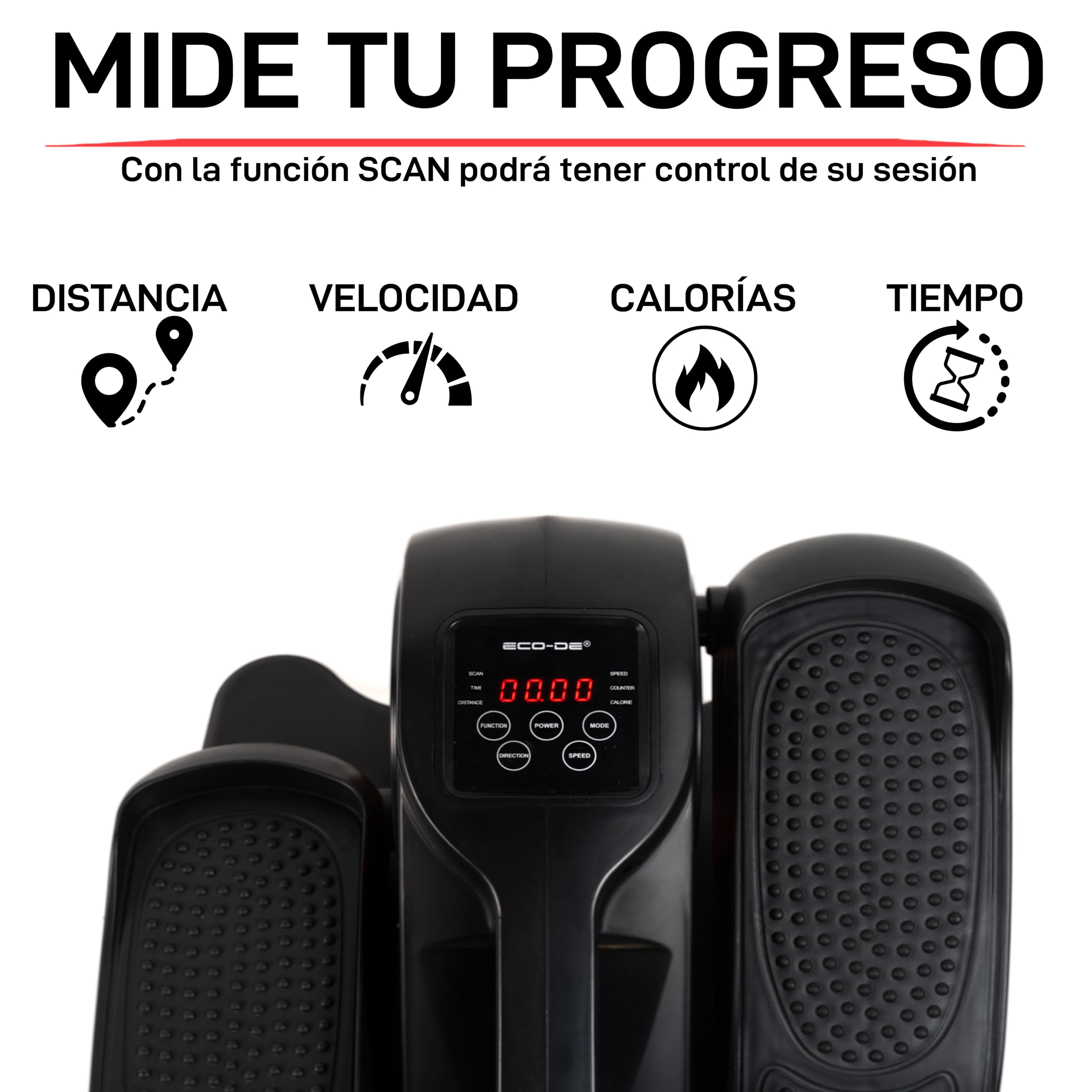 ECODE® Pedales Estáticos para Personas Mayores Silenciosos con Correas y 20-30 Velocidades – Mini Elíptica Eléctrica para Ejercitar Piernas Sentado en Casa