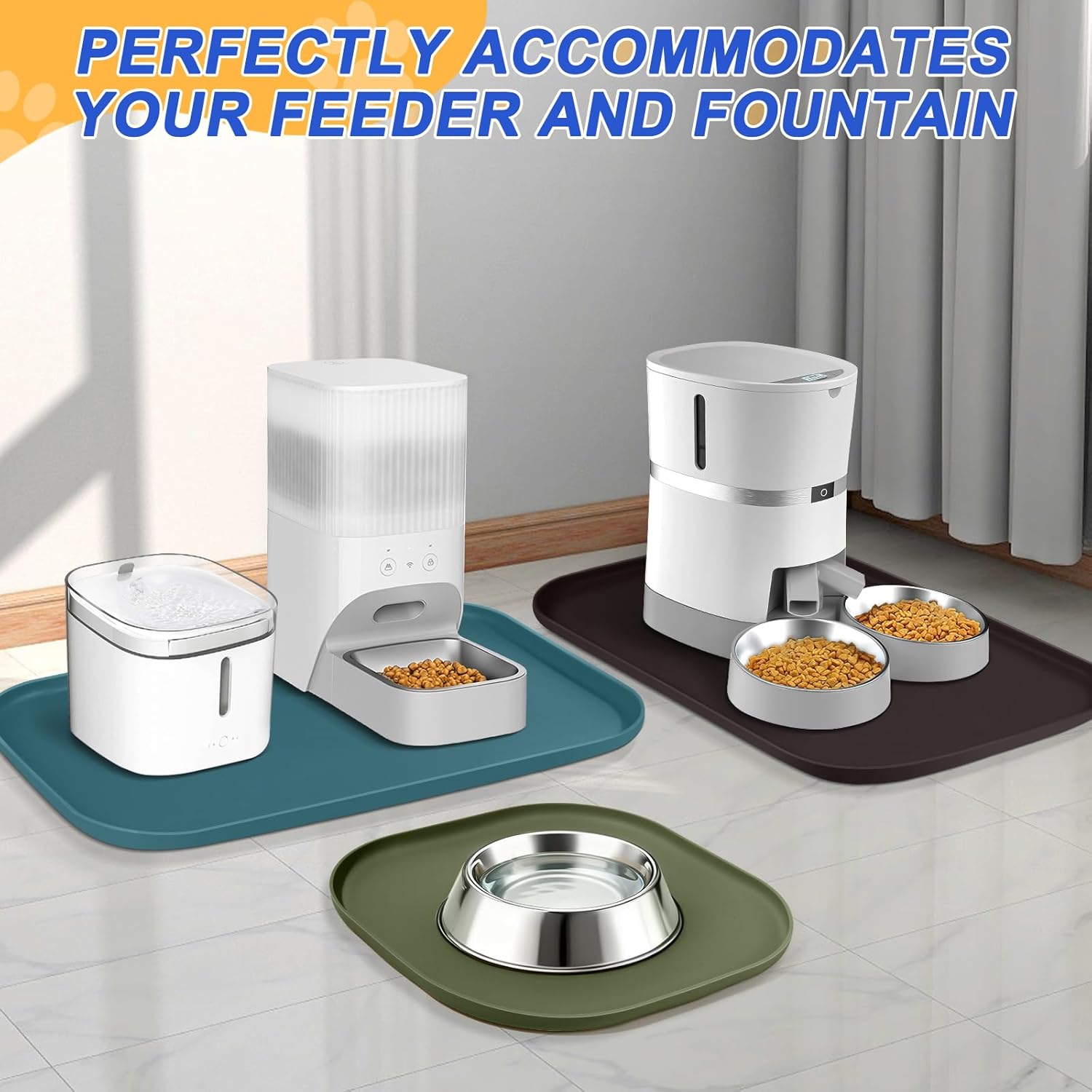 Silicone Pet Feeding Mat with Raised Edge for Food and Water, Dog Bowl Mats, Cat Bowls Placemat with High Lip for Floor Waterproof, Rubber Tray for Cats and Dogs 19 x 12 x0.7 Black - Image 7