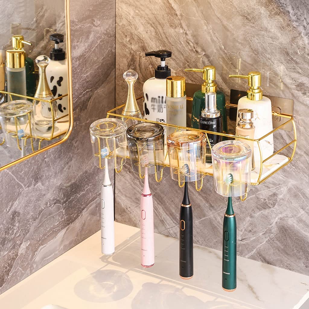 Portaspazzolino da Parete Porta del denti spazzolino da bagno Porta di spazzolino montato a parete multifunzionale portatore di spazzolino con bosca Scatola di Immagazzinaggio Dello Scaffale di Immag