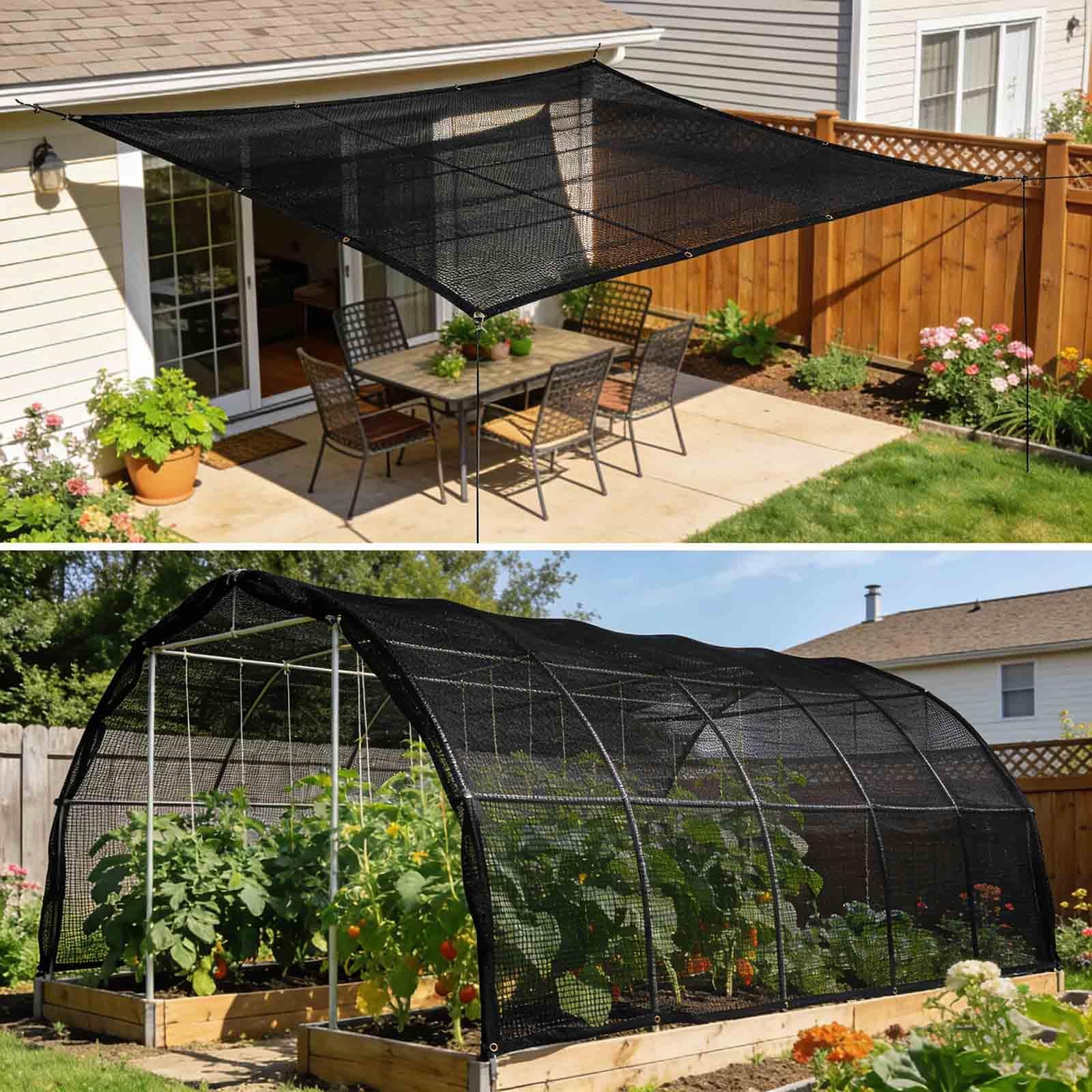 90 % UV-Schutz-Schattentuch – atmungsaktive Netzplane für Garten, Gemüse, Outdoor, Terrasse, Gewächshaus und Balkon – strapazierfähiger Sonnenschutz mit Ösen (4 m x 14 m)