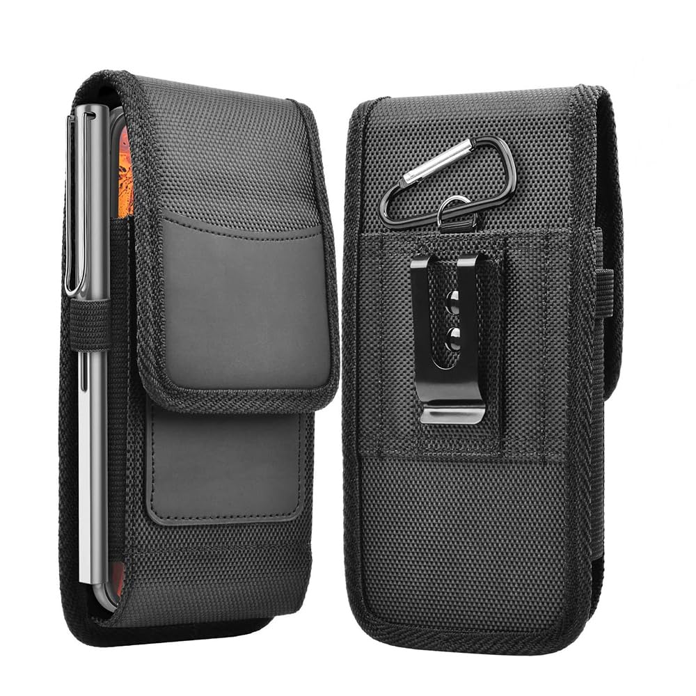 TecoKart Mobile Pouch for Men, Mobile Bag Waist Pouch Belt Mobile Pouch Phone Case Mobile Belt Pouches for Xiaomi Redmi Samsung iPhone(6.8'' Black)