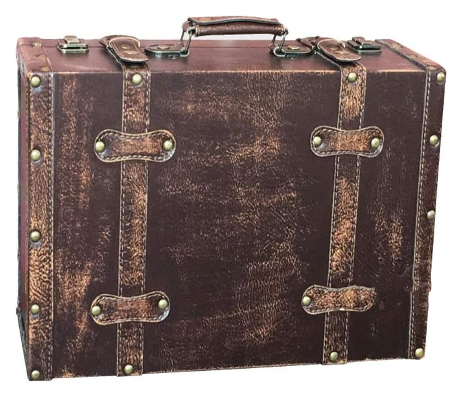 Valise rétro haut de gamme avec rivets en métal et serrure de sécurité
