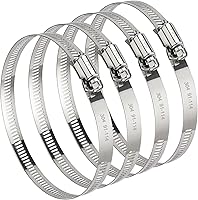 URANNBRIKS 4 Inch 304 Stainless Steel Hose Clamps, Adjustable 3.5-4.3" Worm Gear, Quick-Screw 4 Pack for Dryer Vents, Dust Collection, Ducts