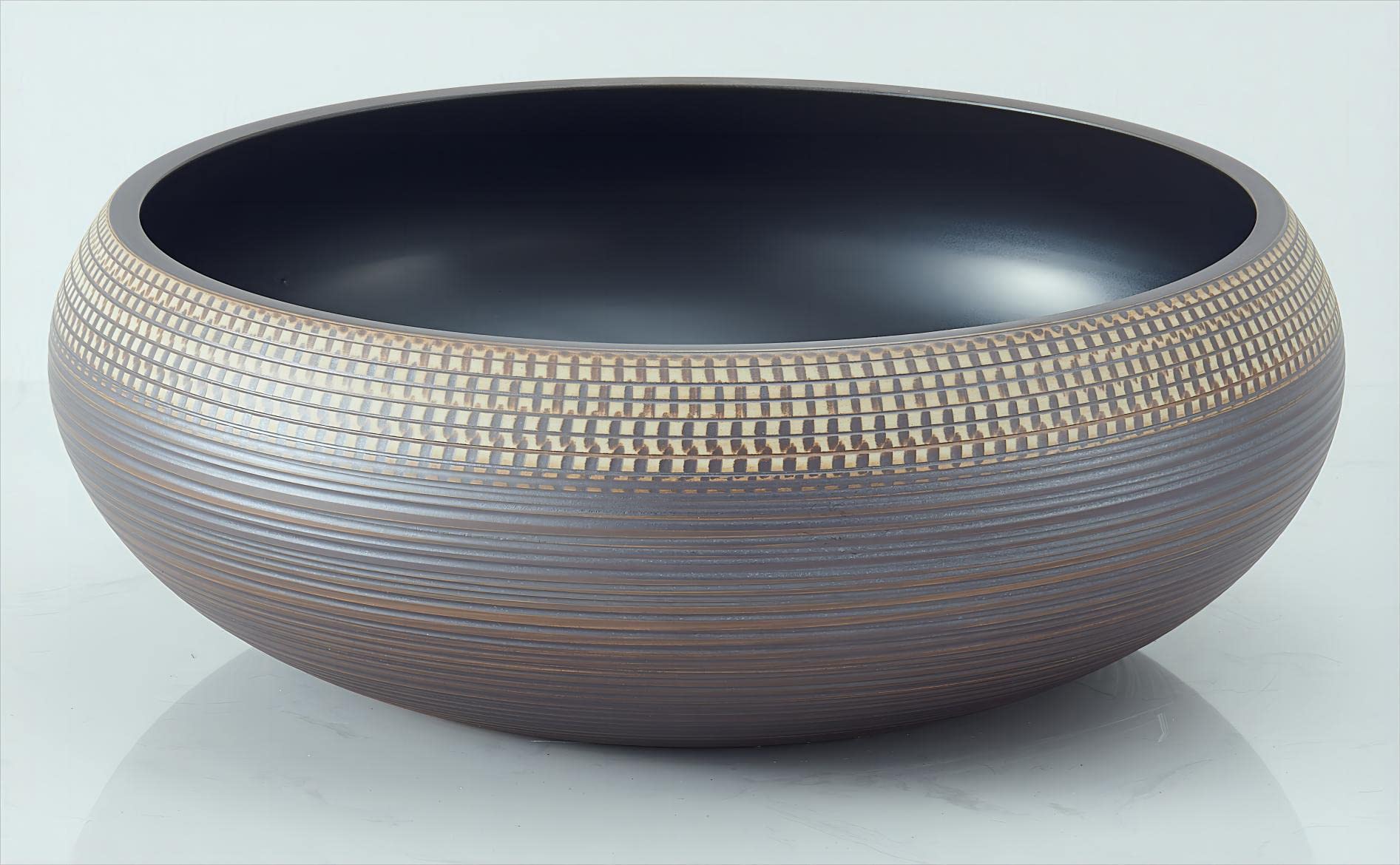 Lavabo de cerámica para baño FCH433, redondo, 420 x 150 mm, hecho a mano…