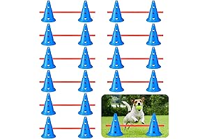 Dog Agility Exercise and Hurdle Obstacle Training Blue Equipment Kit Cones Poles