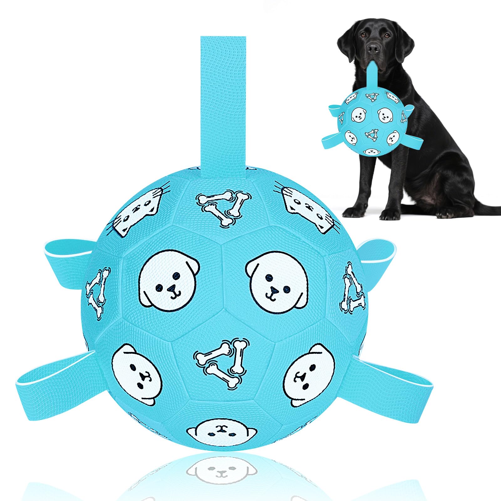 8 Inch Dog Soccer Ball with Straps, Jolly Ball for Medium Dogs