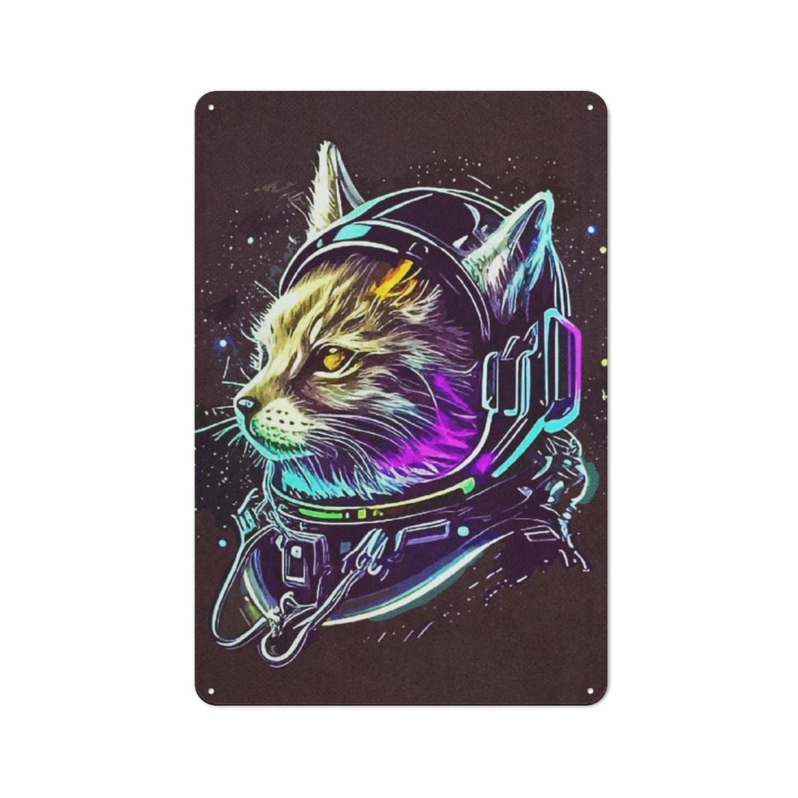 Junmoney Cat Astronaut Vintage Tin Sign 30X20cm For Pub Or Café, For Everyday Room Decor With A Vintage Look