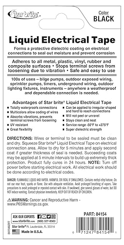 Miniatura 2 de STAR BRITE - Cinta aislante líquida eléctrica, tubo negro de 1 oz (084154)