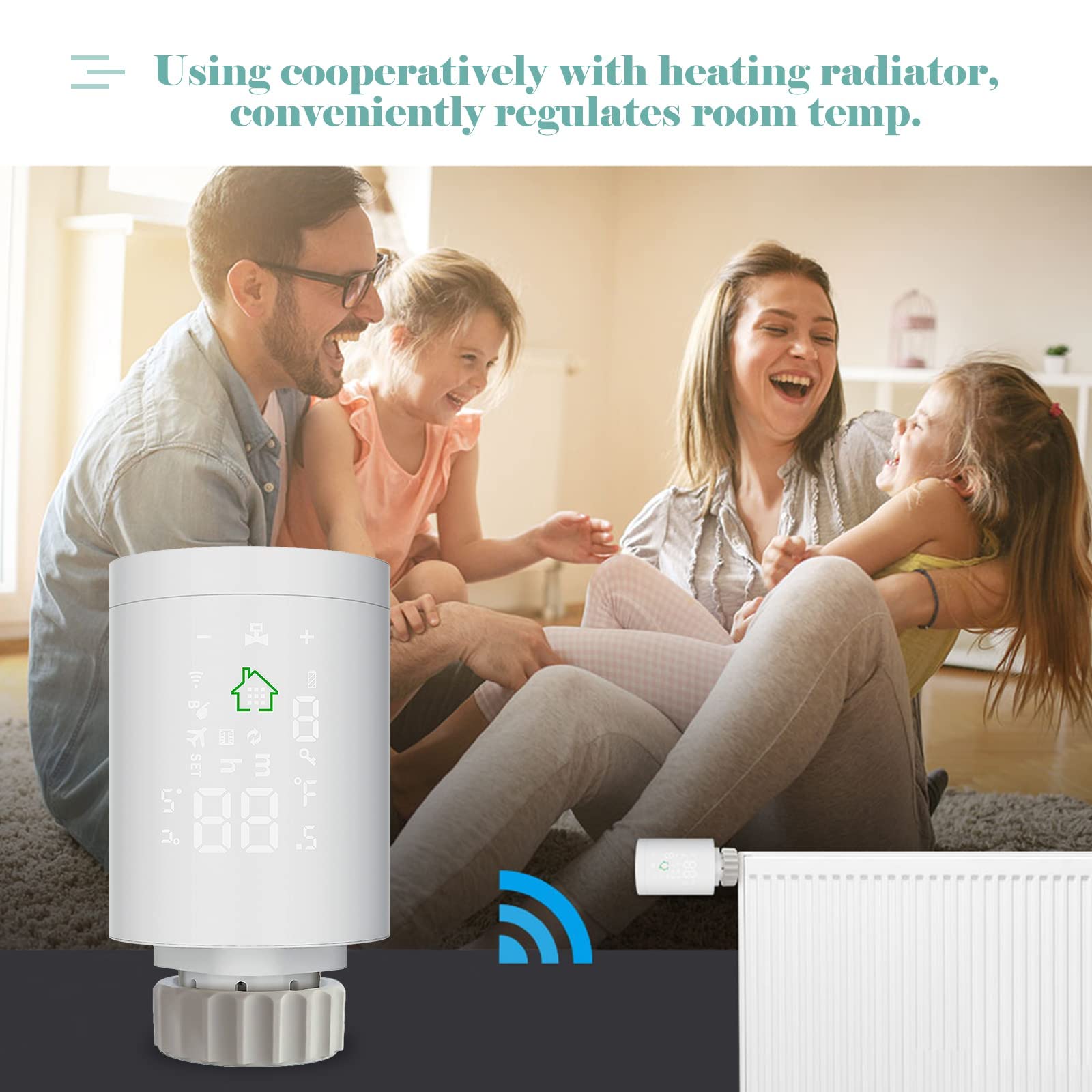 Kavolet inteligentny zawór termostatyczny, termostat, termostat WiFi, regulator temperatury chłodnicy, programowanie tygodniowe/zdalne sterowanie aplikacją, podświetlany ekran dotykowy