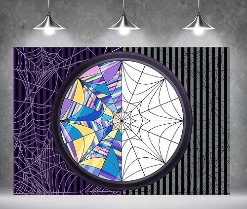 Fondo de rayas oscuras de 7 x 5 pies con temática de telaraña, fotografía de fondo para fiesta de personajes, pancarta para decoración de habitación