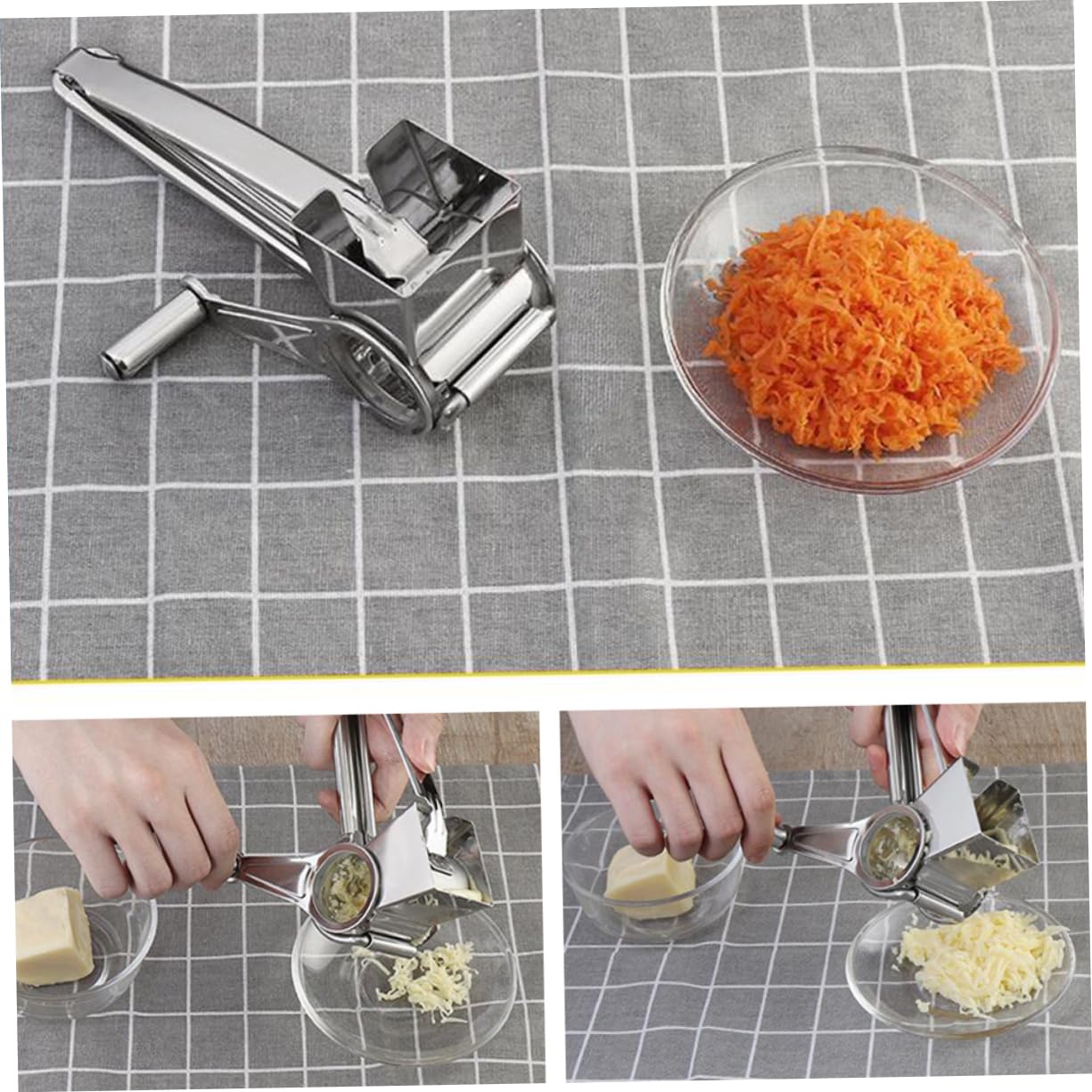 MAGICLULU Edelstahlreibe Mit Handkurbel Küchenreibe Für Käse Und Knoblauch Handreibe Aus Rostfreiem Stahl Für Zuhause Und Restaurant