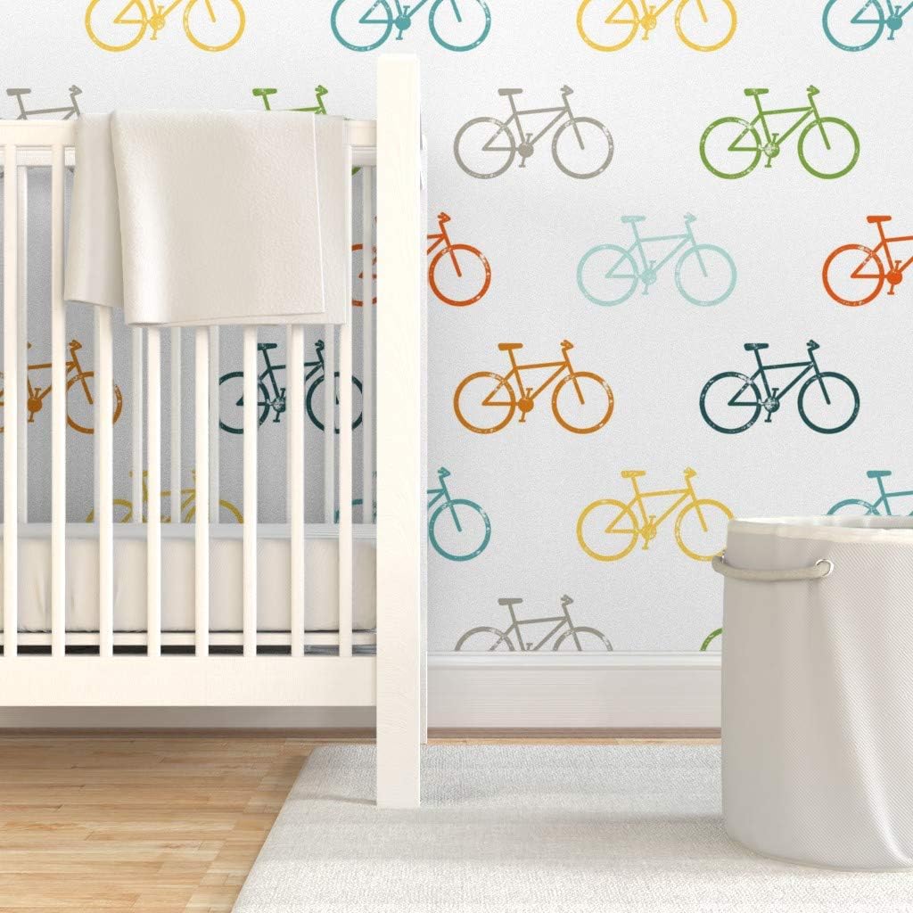 Removable Wallpaper Swatch - Bicycle Bikes Multi Fall Trendy Bike Sport Marathon Custom Pre-Pasted Wallpaper by Spoonflower