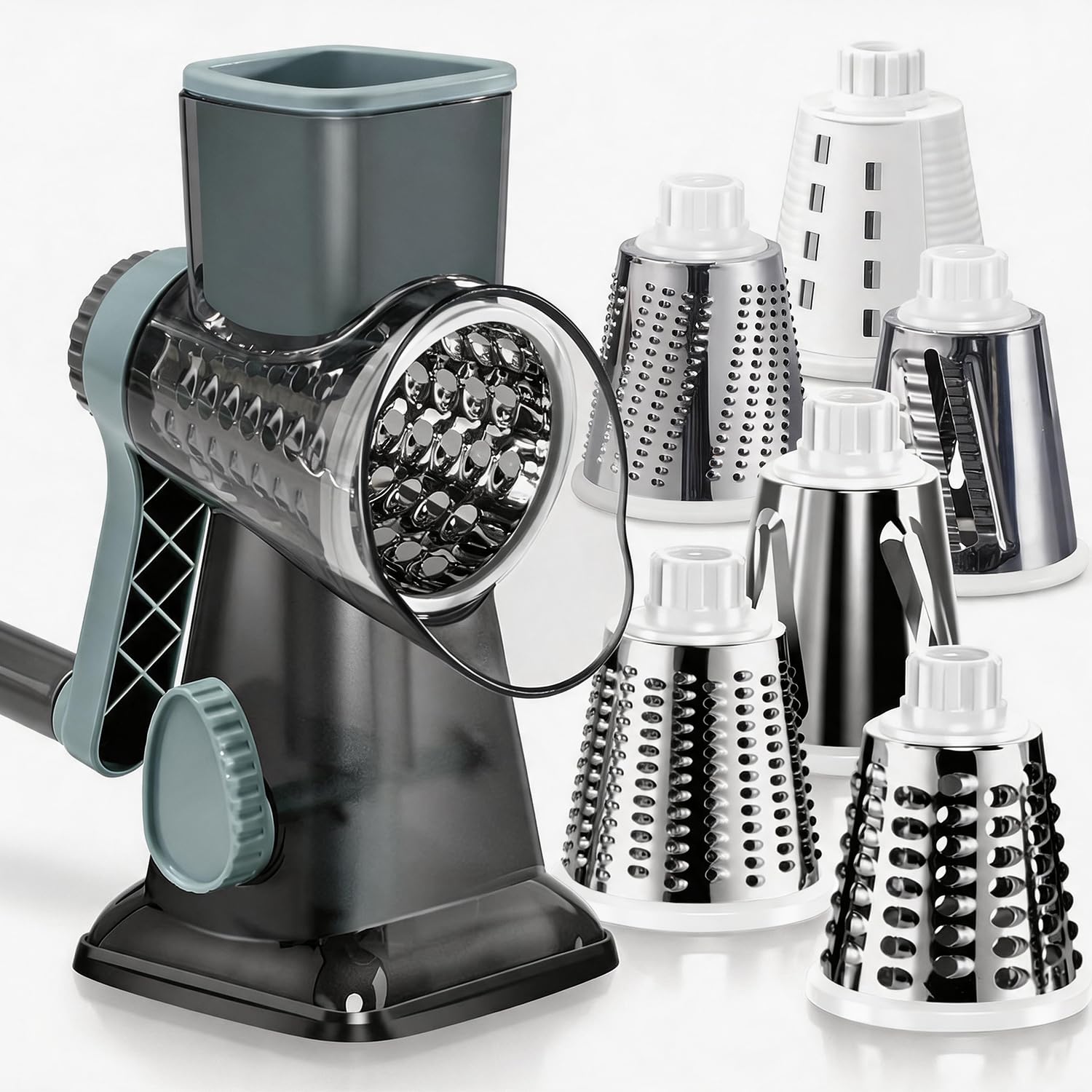 KEOUKE Rotary Cheese Grater, Hand Crank Shredder Slicer, Snow Cone Maker