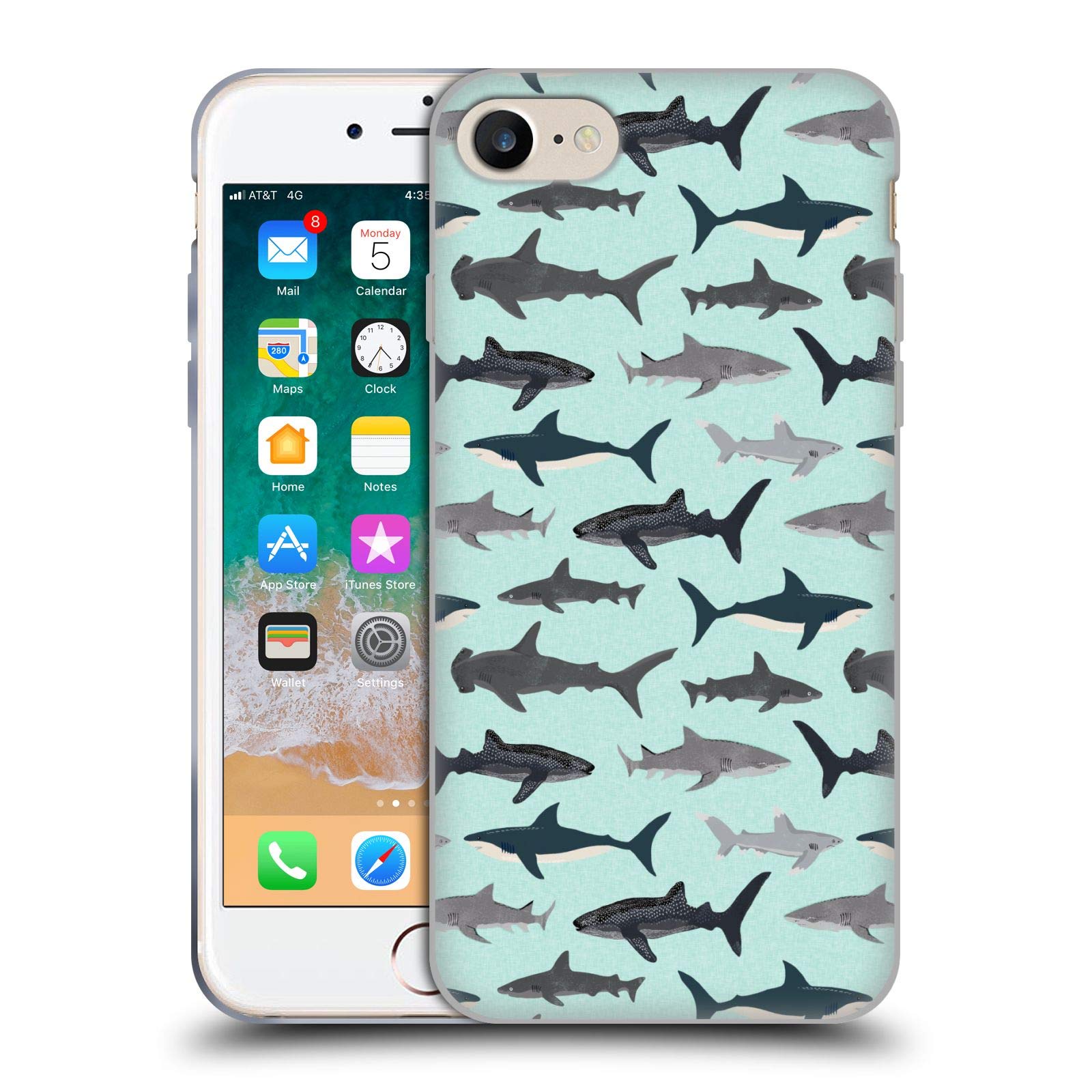 Head Case DesignsOfficially Licensed Andrea Lauren Design Sharks Sea Animals Soft Gel Case Compatible With Apple iPhone 7/8 / SE 2020 & 2022