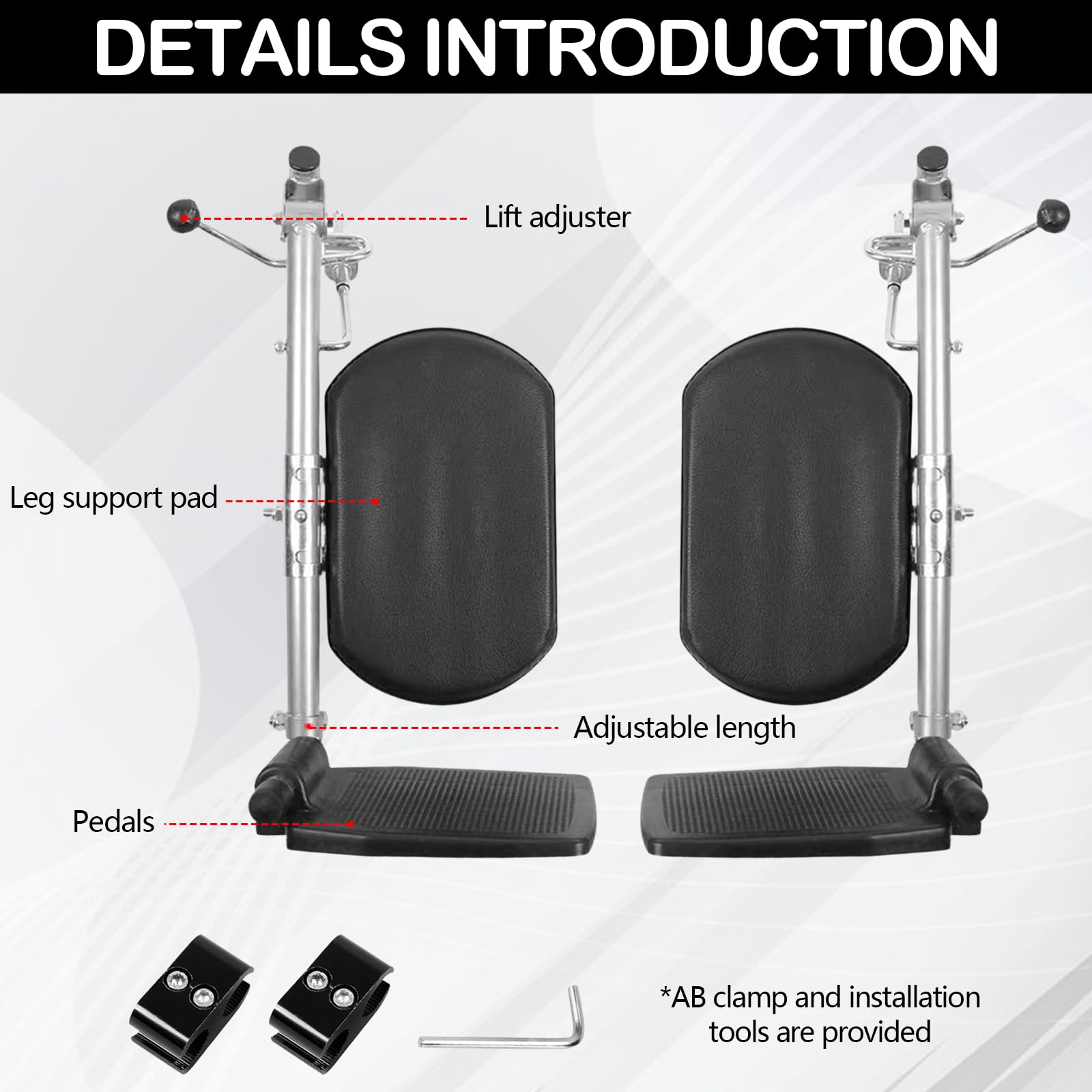 ReposapiéS Elevables Para Sillas De Ruedas, Reemplazo Universal De ReposapiéS áNgulo Ajustable De 90° A 180° Capacidad De Carga De 100 Kg Para Personas Con Discapacidad Y Personas Mayores (Par)