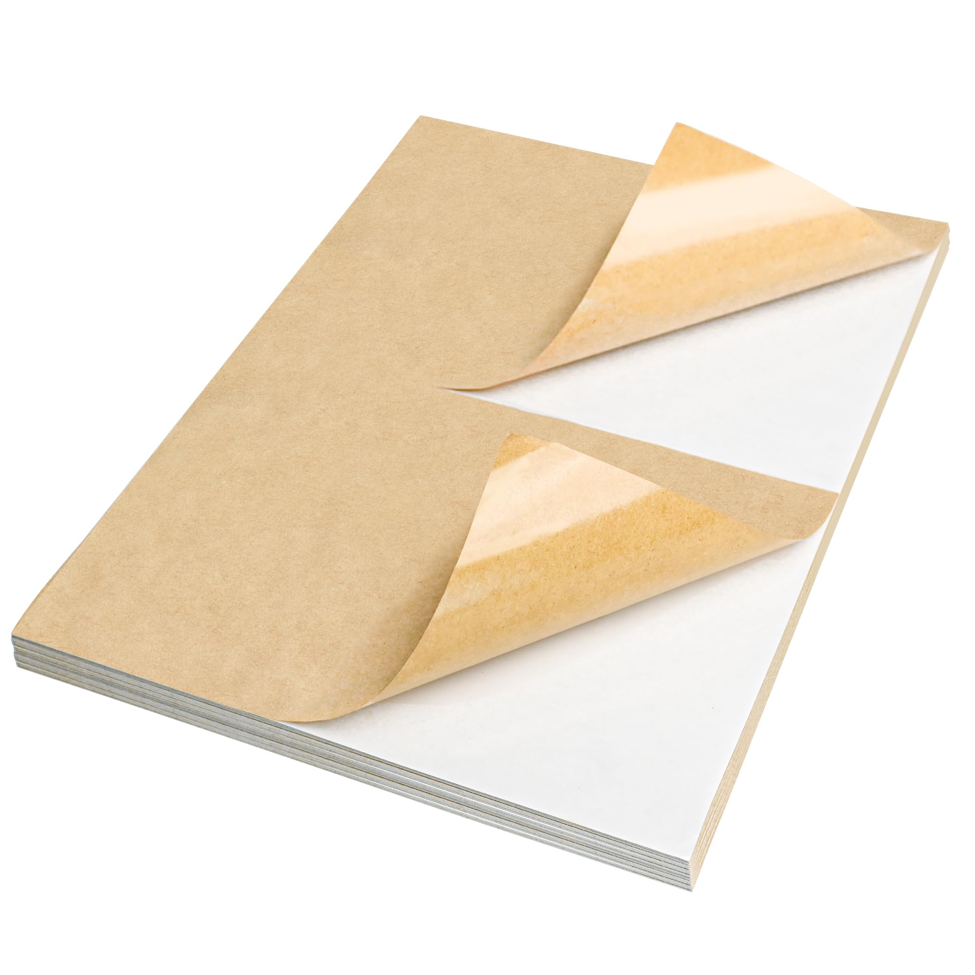 NATURALABEL Half Sheet Kraft Shipping Labels for Laser & Inkjet Printers - 2 per Page Self-Adhesive Mailing Labels, Matte (200 Count, 8.5" x 5.5")