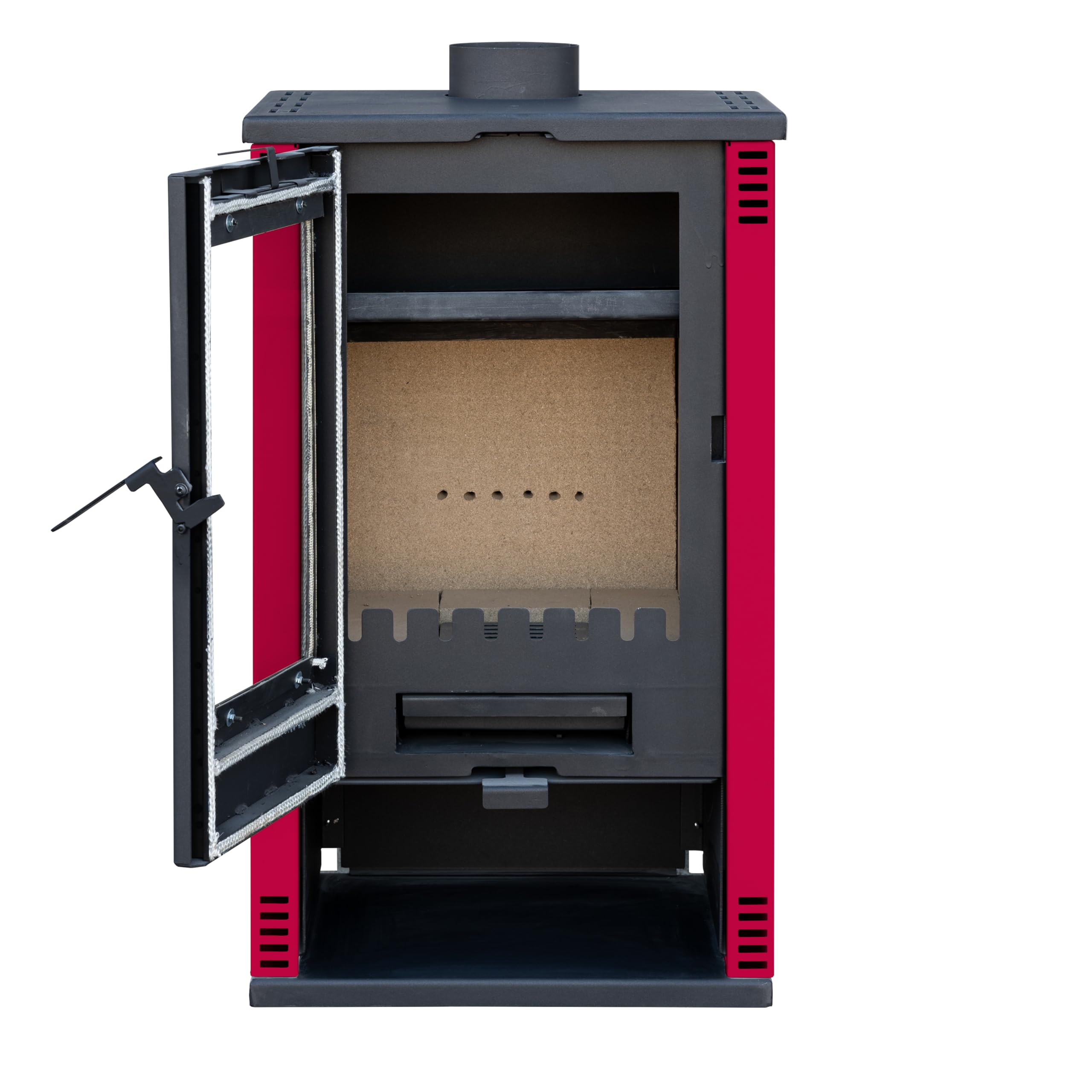ALAZ Mouse K10M Poêle à bois 10 kW - Bordeaux - Poêle à bois avec chambre de combustion réfractaire et grande fenêtre - Pour bûches jusqu'à 50 cm - Classe énergétique A+