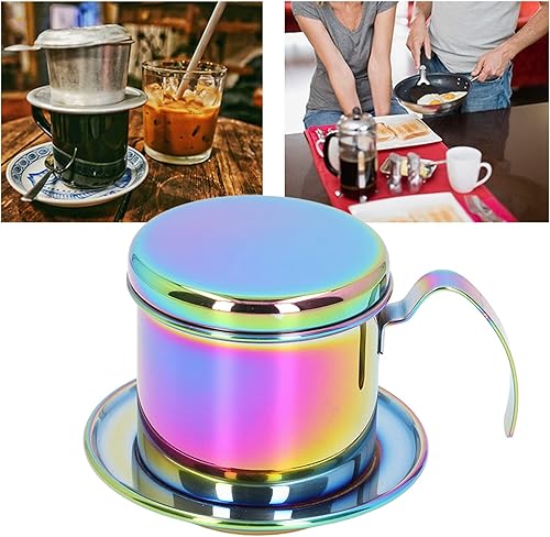 Miniatura 2 de YEmirth Filtro de goteo de café vietnamita, cafetera vietnamita, filtro colorido, sin papel, de acero inoxidable, taza portátil pequeña de prensa