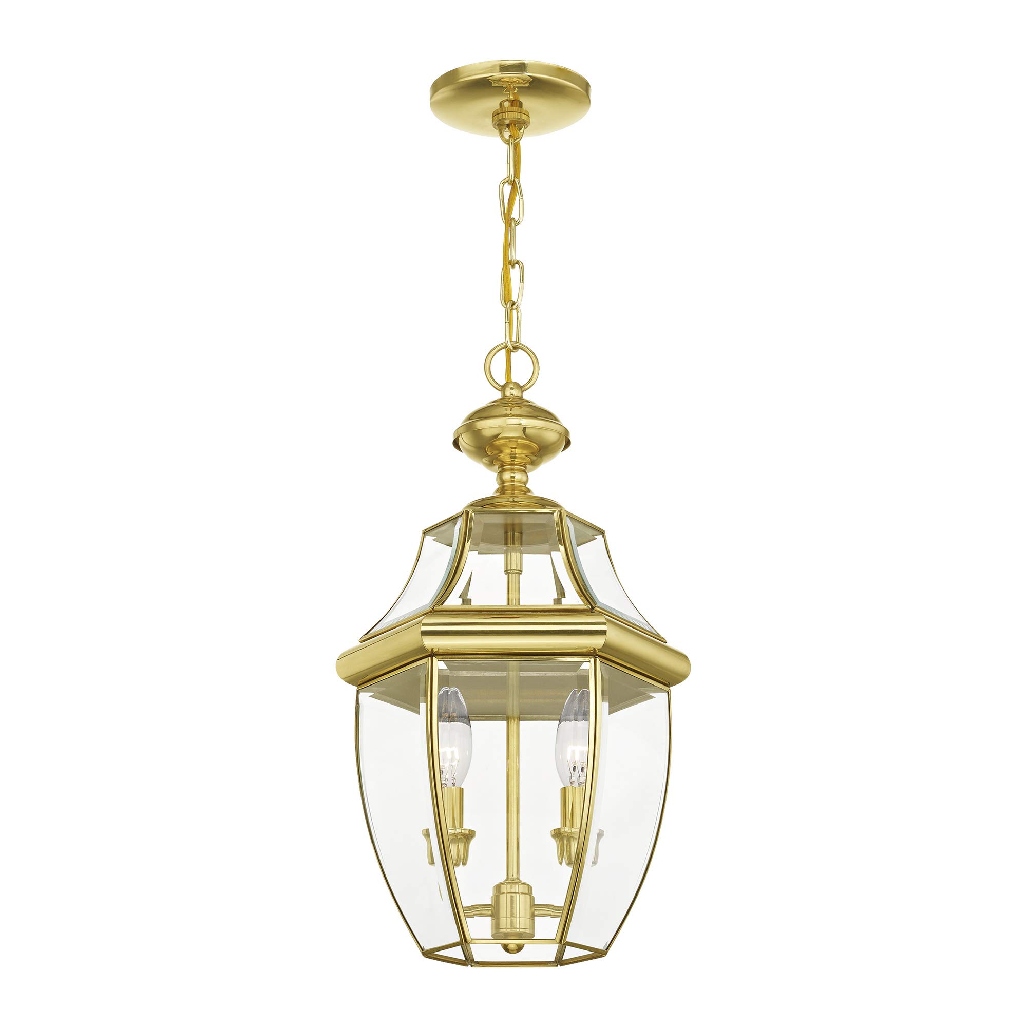 Livex Lighting 2255-02 Monterey 2-Light Outdoor Hanging Lantern, Polished Brass