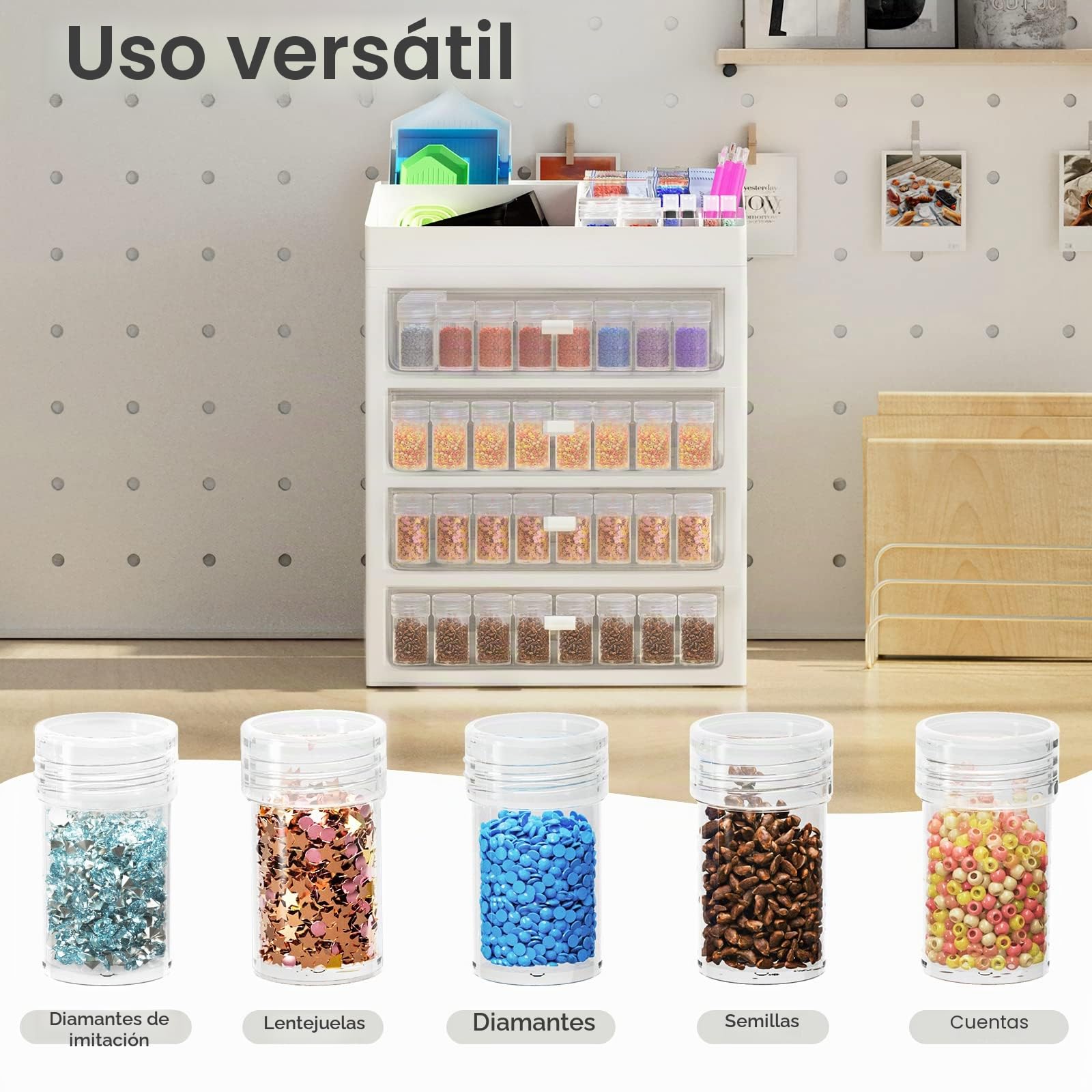 ARTDOT Diamond Painting Accesorios, 192 Ranuras Diamond Painting Kit Completo Organizador para Almacenamiento Pintura Diamante, Joyas, Semillas, Anillora