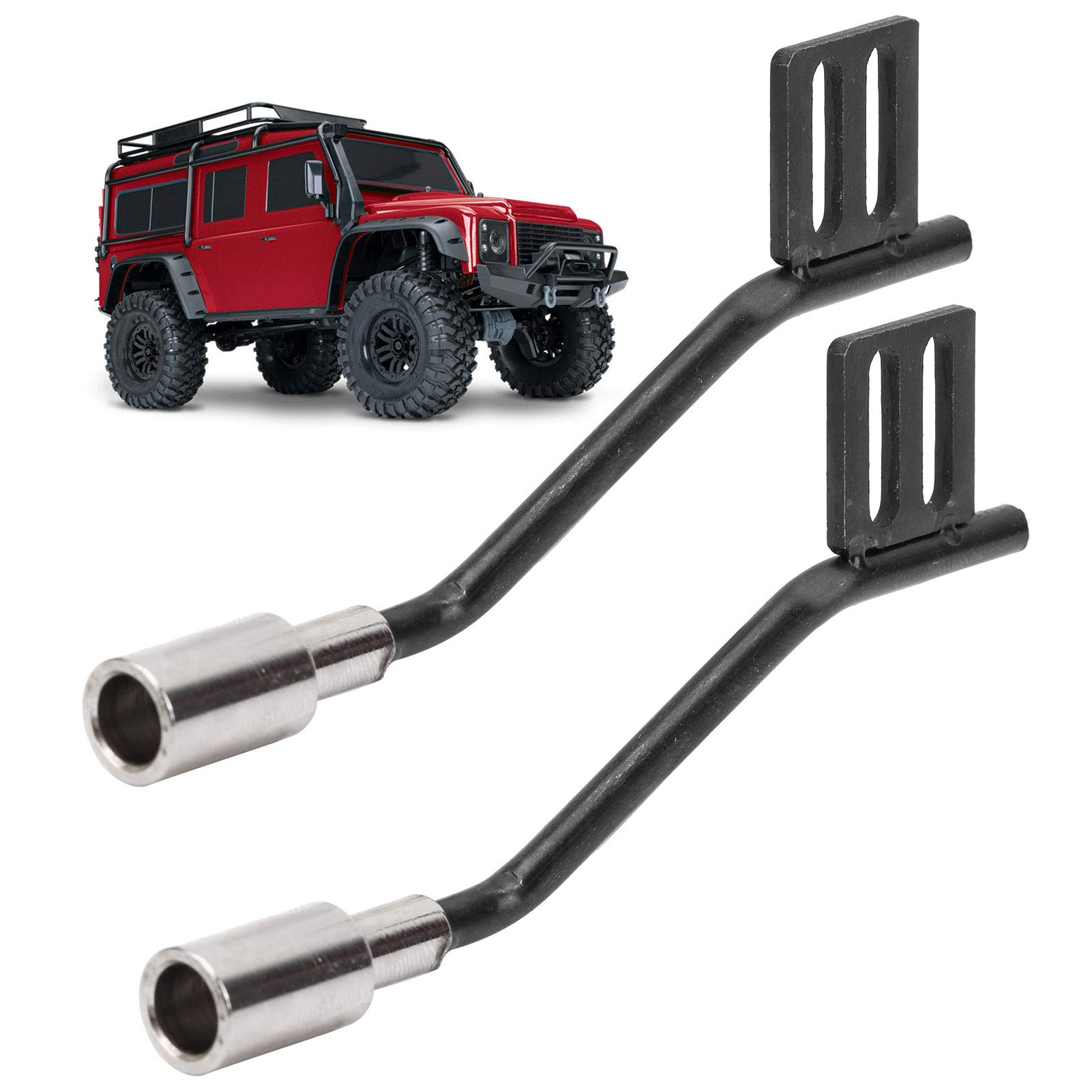 equlup RC Car Exhaust Pipe, 1Pair Simulation Decoration Vent Metal Modified Parts Upgrades Accessory for scx10 1/10 RC