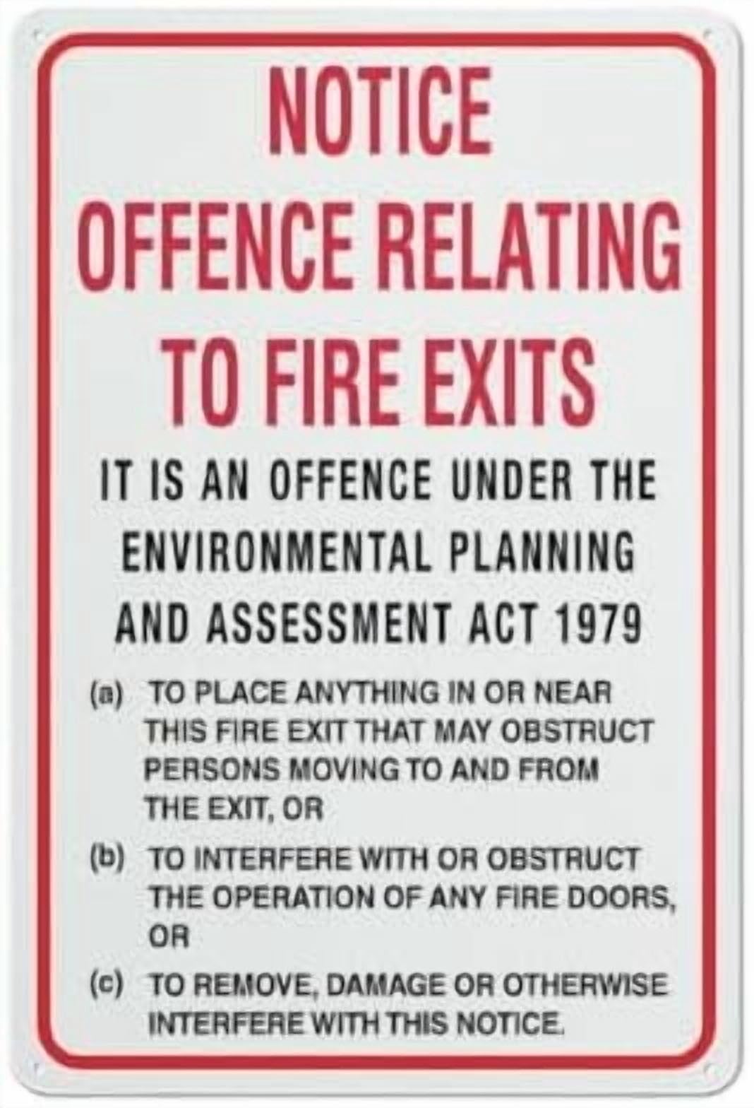 (2-Pack) Metal Tin Sign Notice Offence Relating To Fire Exits Sign 8""X12"" Rust Free Signs Outdoor, Sign For Home, Business, Yard