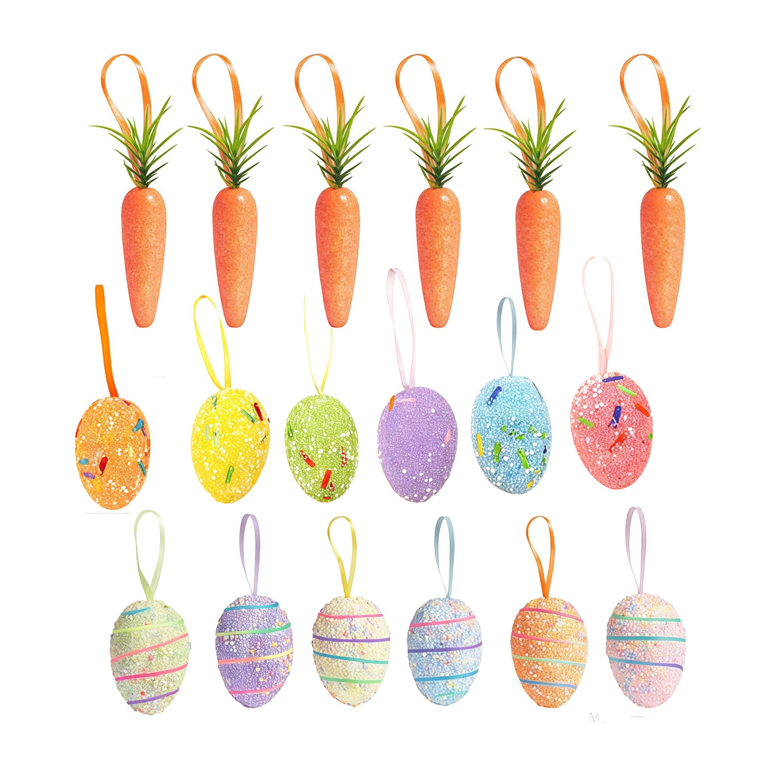 Osniyaw B 1 Set Colourful Portable Easter Eggs Rabbit Carrot Hanging For Festival Rabbit Hangings