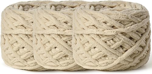 Vista 102 de Paquete de 3 hilos gruesos de felpilla de felpa de 3.53 onzas (49.2 yardas), hilo de terciopelo esponjoso para tejer y hacer ganchillo, hilos de 3