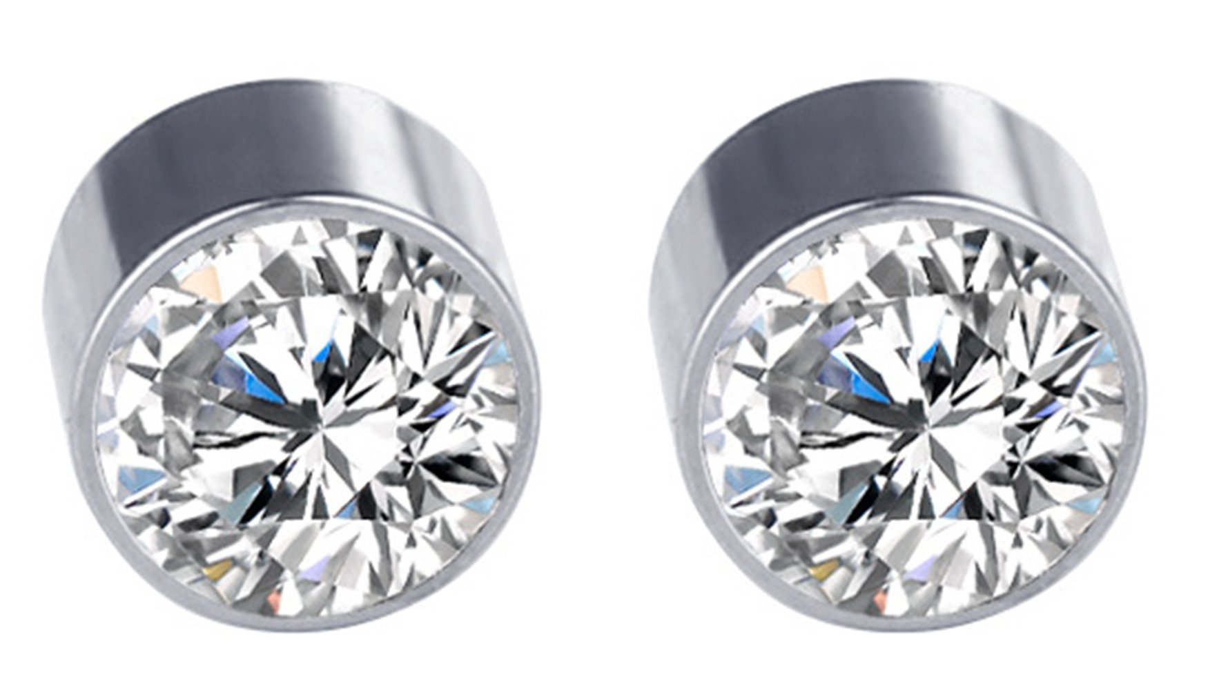 Fashion Jewelry Stainless Steel 4mm Crystal No Piercing Magnet Ear Stud Earrings for Men Women