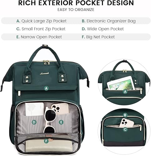 Miniatura 3 de LOVEVOOK Mochila para computadora portátil para mujer, mochila para profesores, bolsa de enfermera, mochila de trabajo para computadora de 15.617