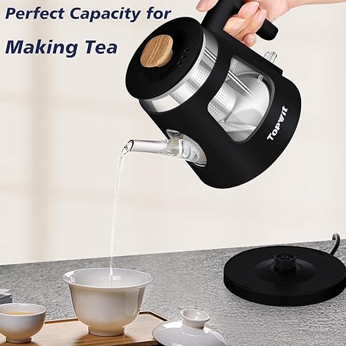 Miniatura 9 de Topwit Cocina eléctrica con vapor, olla de ramen de 1.6 L y hervidor eléctrico de agua caliente de vidrio de 1 litro