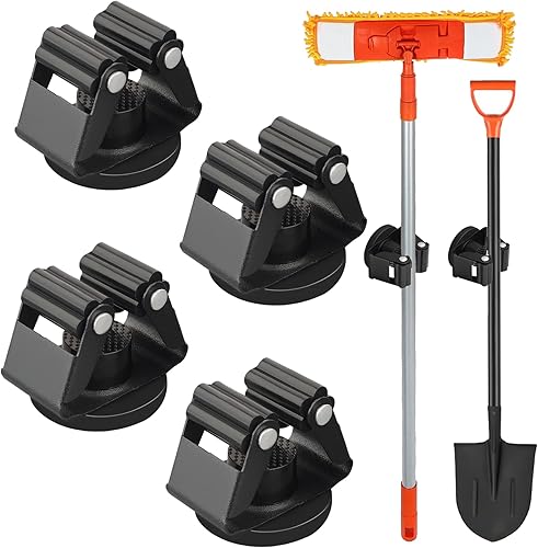 MUTUACTOR Soporte magnético para escoba, 4 piezas de soporte magnético resistente para almacenamiento de herramientas de limpieza, 1.69 pulgadas,