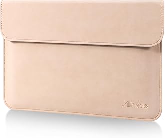 Allinside 13 Inch Laptop Sleeve Case for MacBook Air 13 2018-2025/MacBook Pro 13 2016-2022/Macbook Pro 14 2021-2024, Waterproof Matte PU Leather Horizontal Envelope Protective Case Cover, Flesh Pink