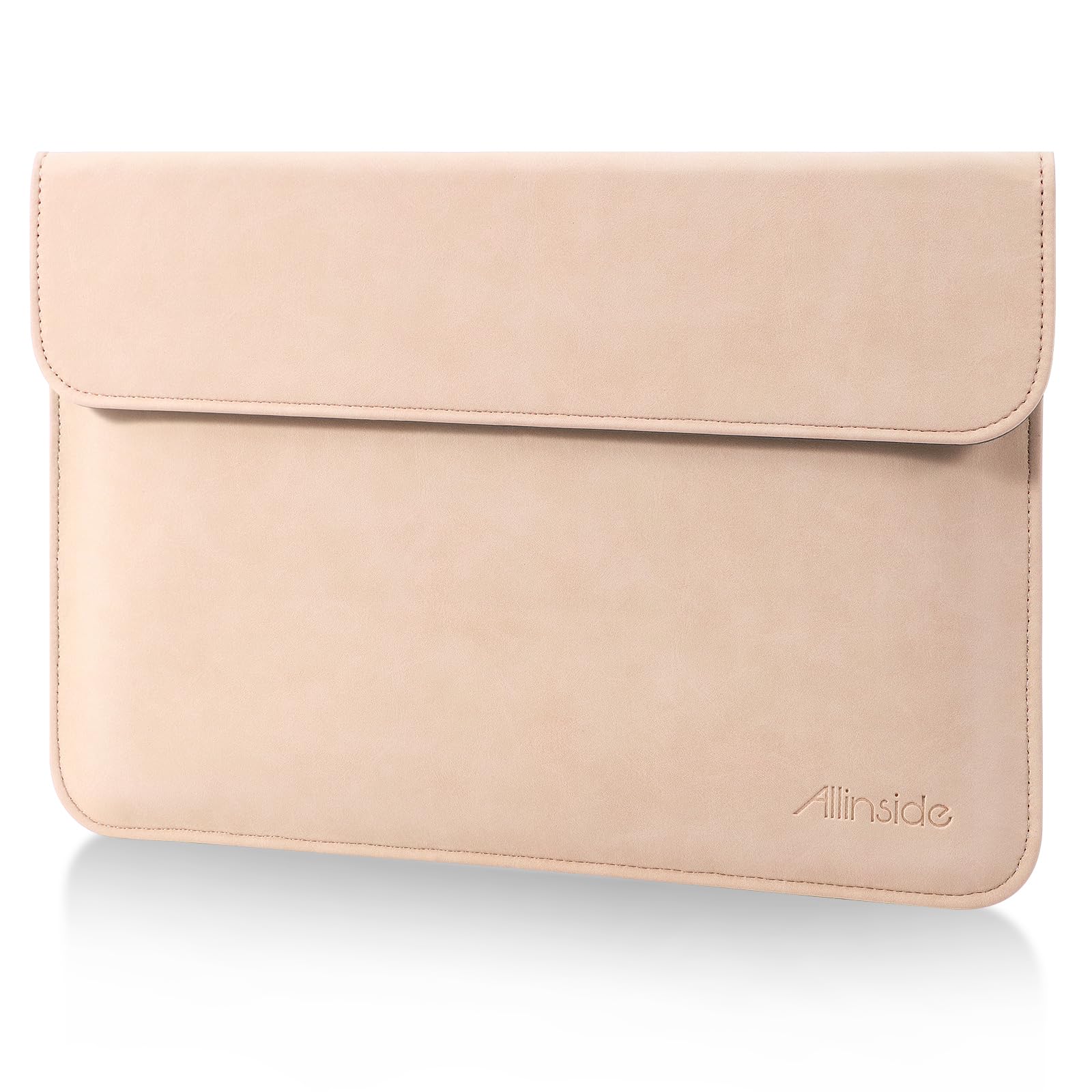 Allinside 13 Inch Laptop Sleeve Case for MacBook Air 13 2018-2025 (A2681/A3113/A3240/A2337)/MacBook Pro 13 2016-2022 (A2289/A2251/M1/M2 A2338), PU Leather Envelope Laptop Case, Flesh Pink