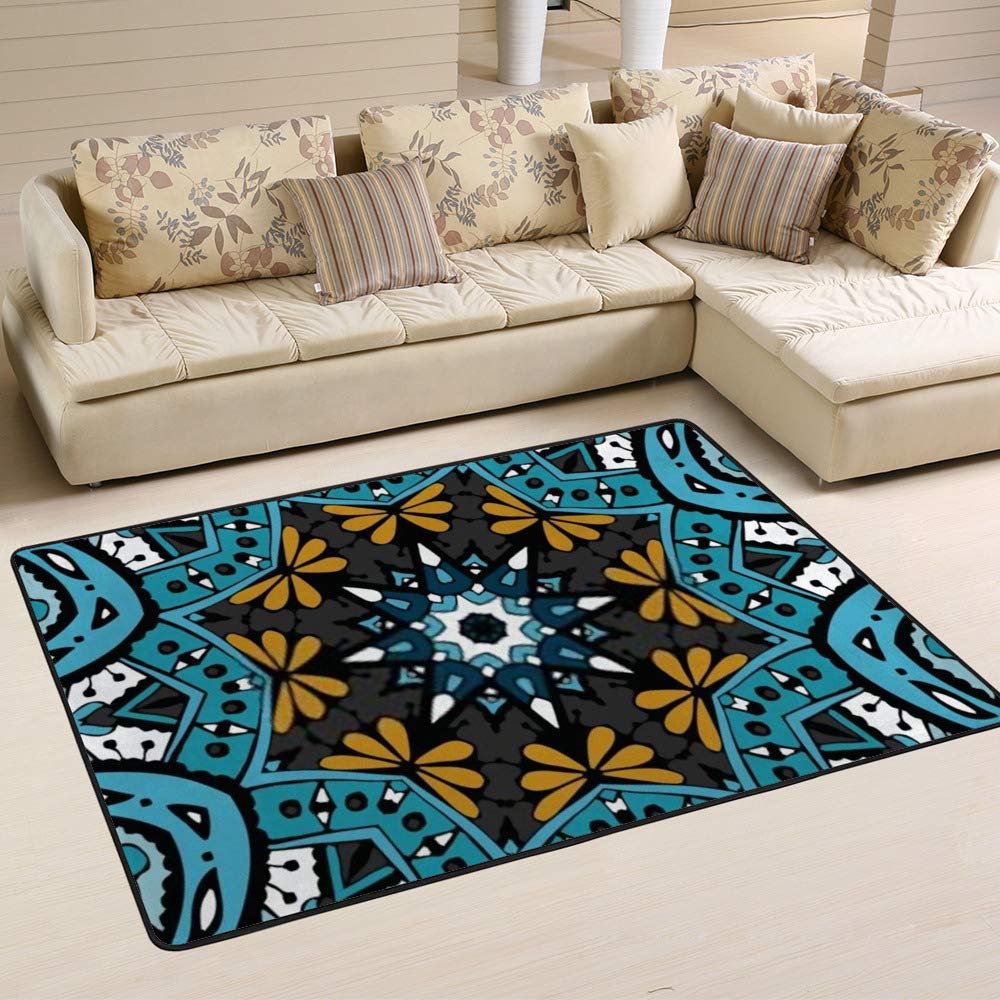 Tapis de grande taille en microfibre corail Cheshongg 80x58 inch motif fleurs abstraites