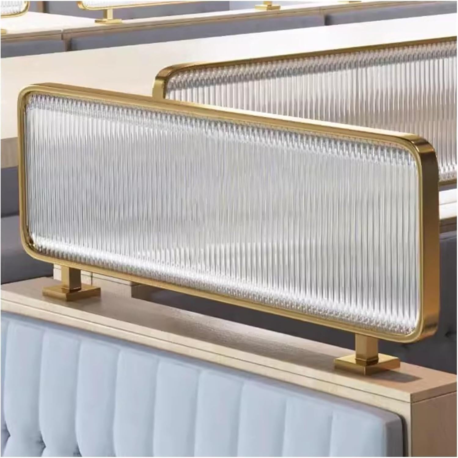 Demi-Paroi Translucide à Rayures pour Décoration de Table Basse de Salon