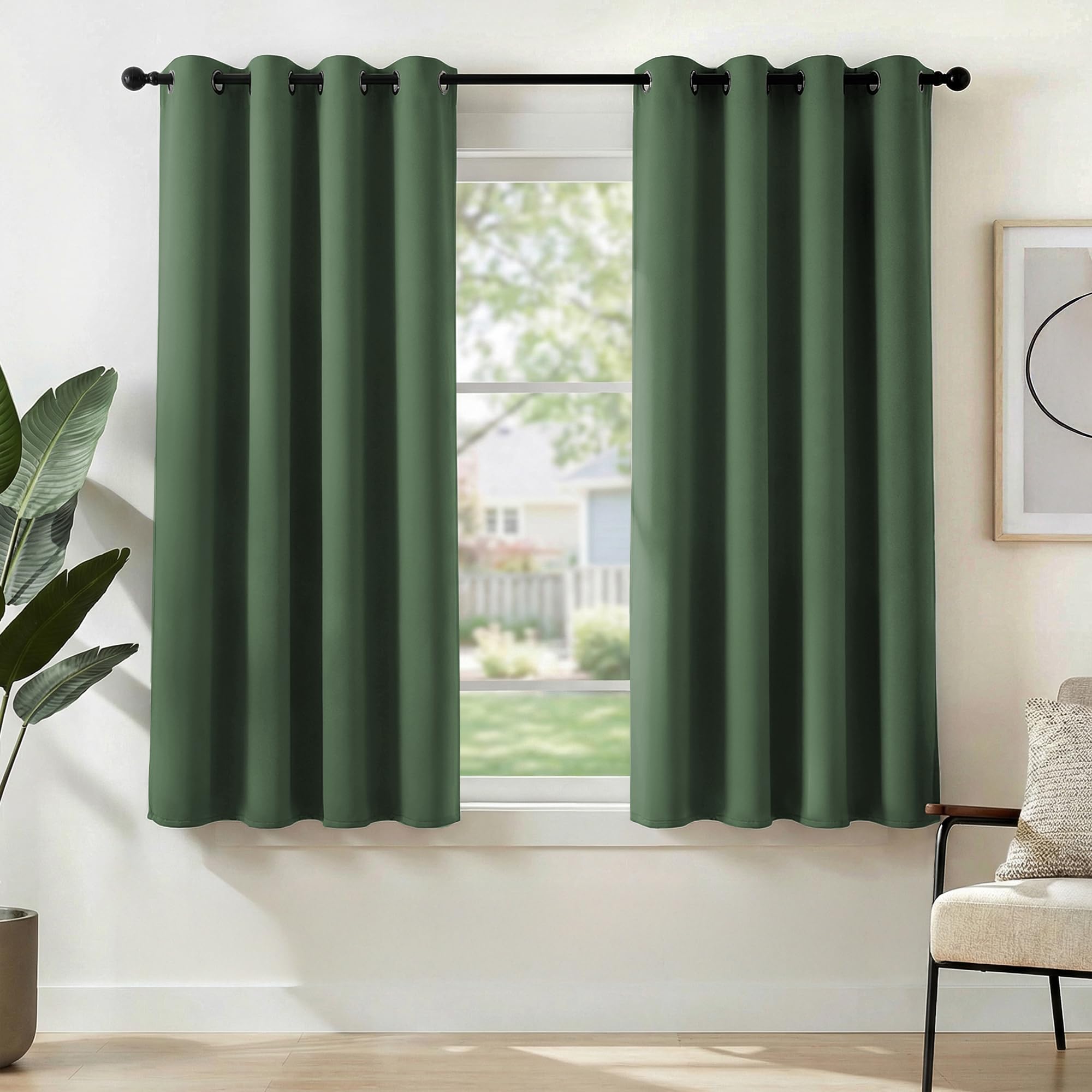 Deconovo Blue Blackout Curtains, Thermal Insulated Eyelet Curtains Pair, Short Window Panels for Bedroom, Kitchen & Small Windows, W42 x L54 Inch, Pack of 2, Dark Mallard — image 1