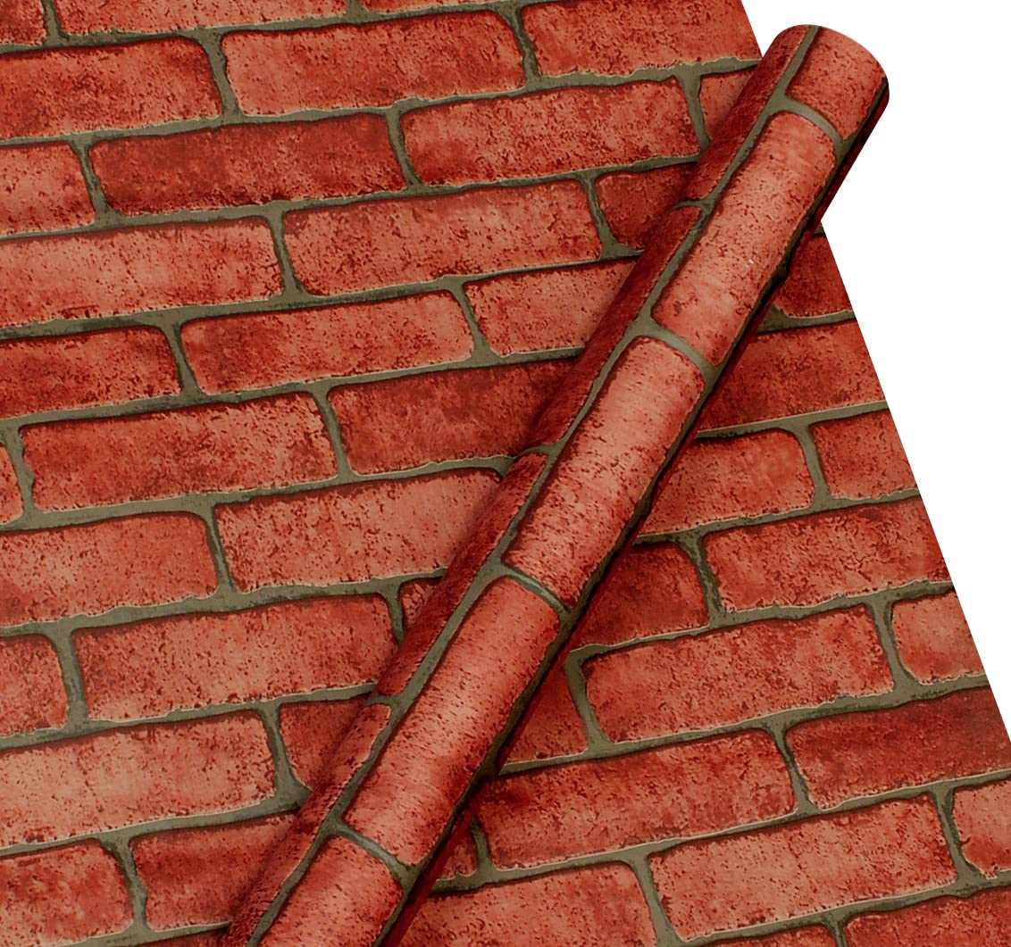 Vinyle autocollant brique rouge mat adhésif mural déco cuisine et salon 16" x 6.5ft