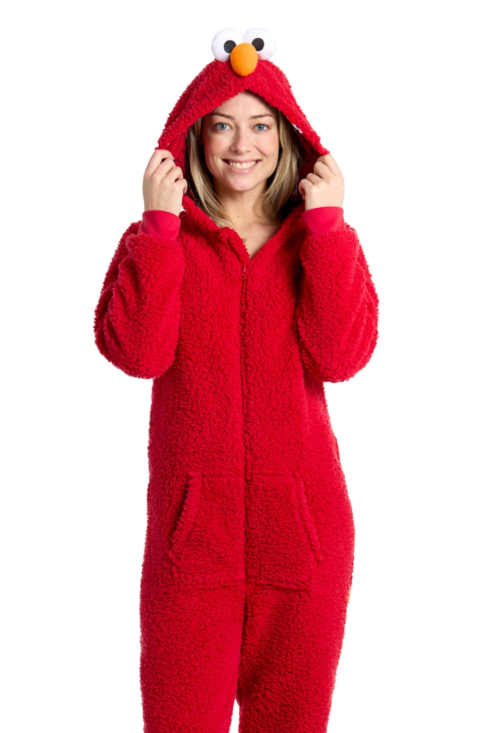 OppoSuits Einteiler für Erwachsene, Unisex – Sesamstraße, einteiliger Pyjama – lockere Passform – inklusive Taschen