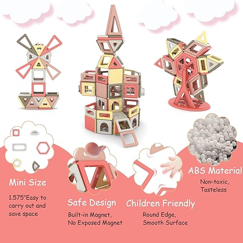 Miniatura 2 de ASOK Juego de 149 bloques magnéticos para construcción de azulejos educativos para niños y niñas de 3, 4, 5, 6, 7 años