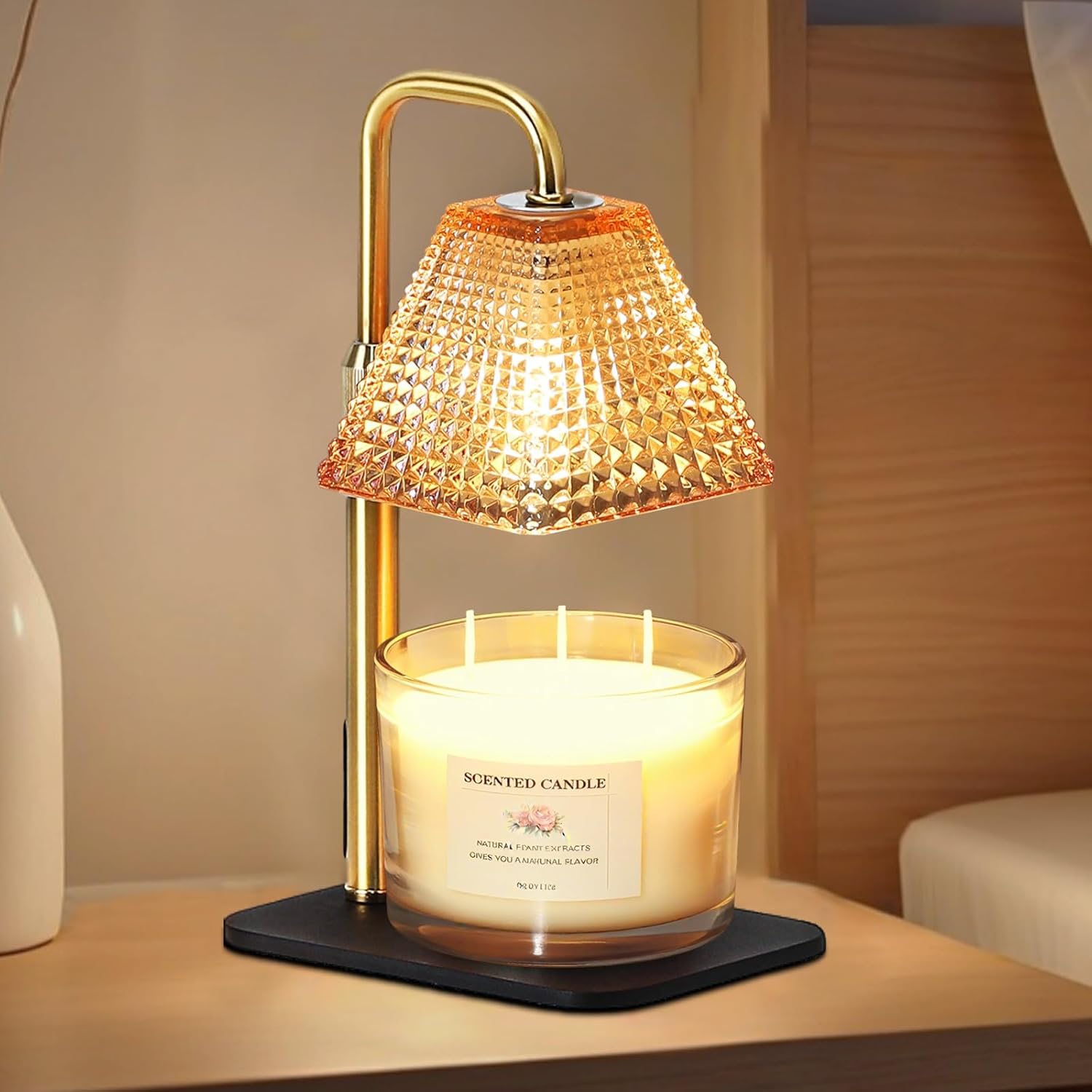 Candle Warmer Lamp with Timer Dimmer Adjustable Height,Electric Dimmable Wax Warmer for Scented Jar Candles,Mom Birthday Gifts for Women,House Warming Gifts New Home Bedroom Decor,Black