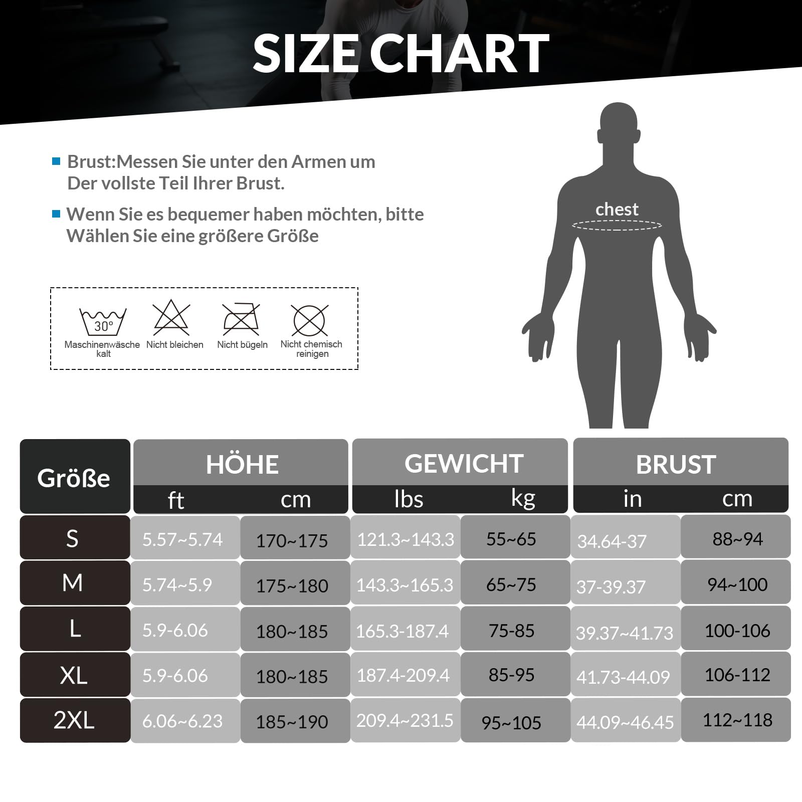 MEETYOO Maglia Compressione Maniche Lunghe Uomo Base Layer Traspirante Asciugatura Rapida assorbe umidità Palestra Corsa