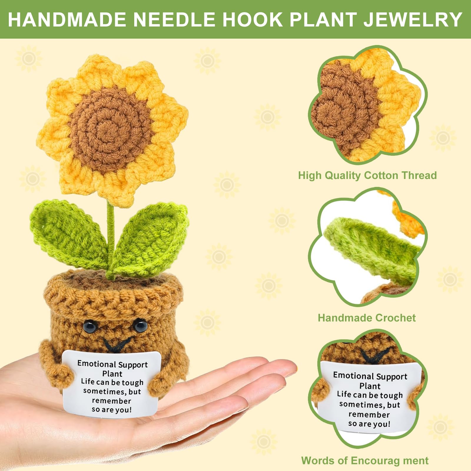 Abbraccio Tascabile Girasole Piccoli Regali, Abbraccio Tascabile Ape Portafortuna Regali, Peluche all'uncinetto per Regalo Incoraggiamento, Regalo Iscrizione Scuola (2 Pezzi)