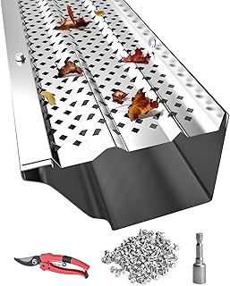 Gutter Guards 5 inch, Aluminum Leaf Filter Rain Gutter Covers with Screws Included, 8 PCS 28FT DIY Gutter Guards Protection for 5-inch and 6-inch Gutters, Fits Any Roof or Gutter Type (Mill Finish)