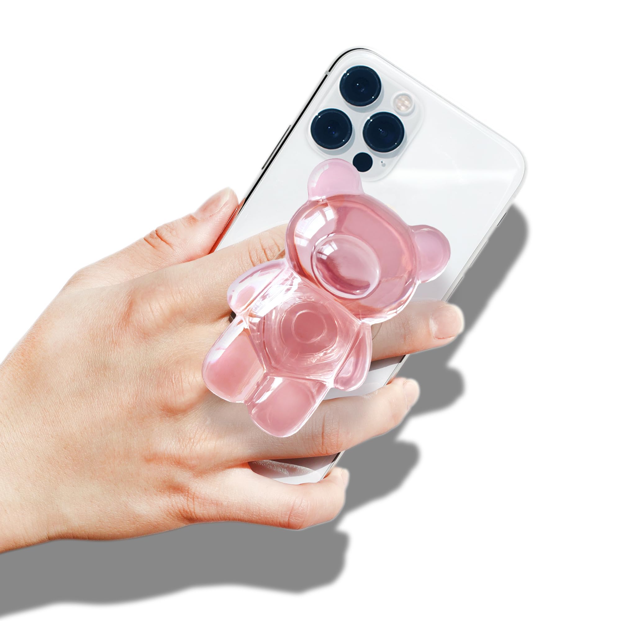 Bear Phone Grip Sostegno Pieghevole Per Telefono – Supporto 3D Laser, Trasparente E Facile Da Installare - 6